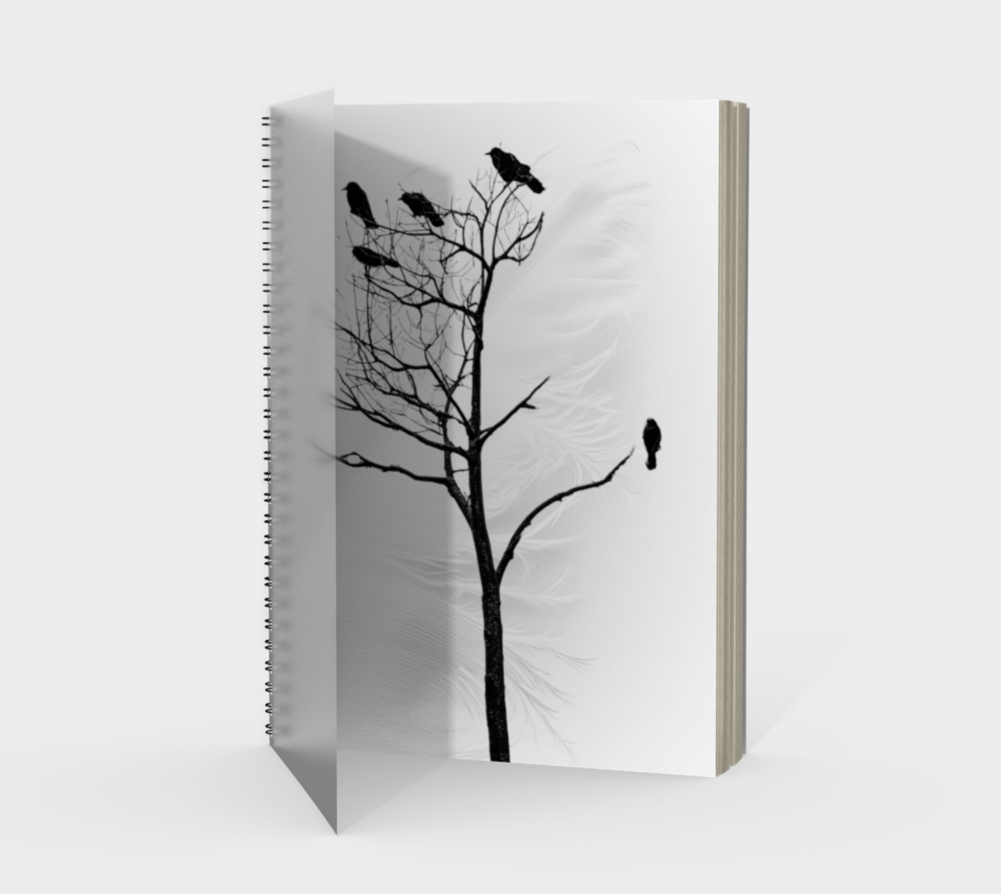 Front cover of Crow Feather Spiral Notebook.