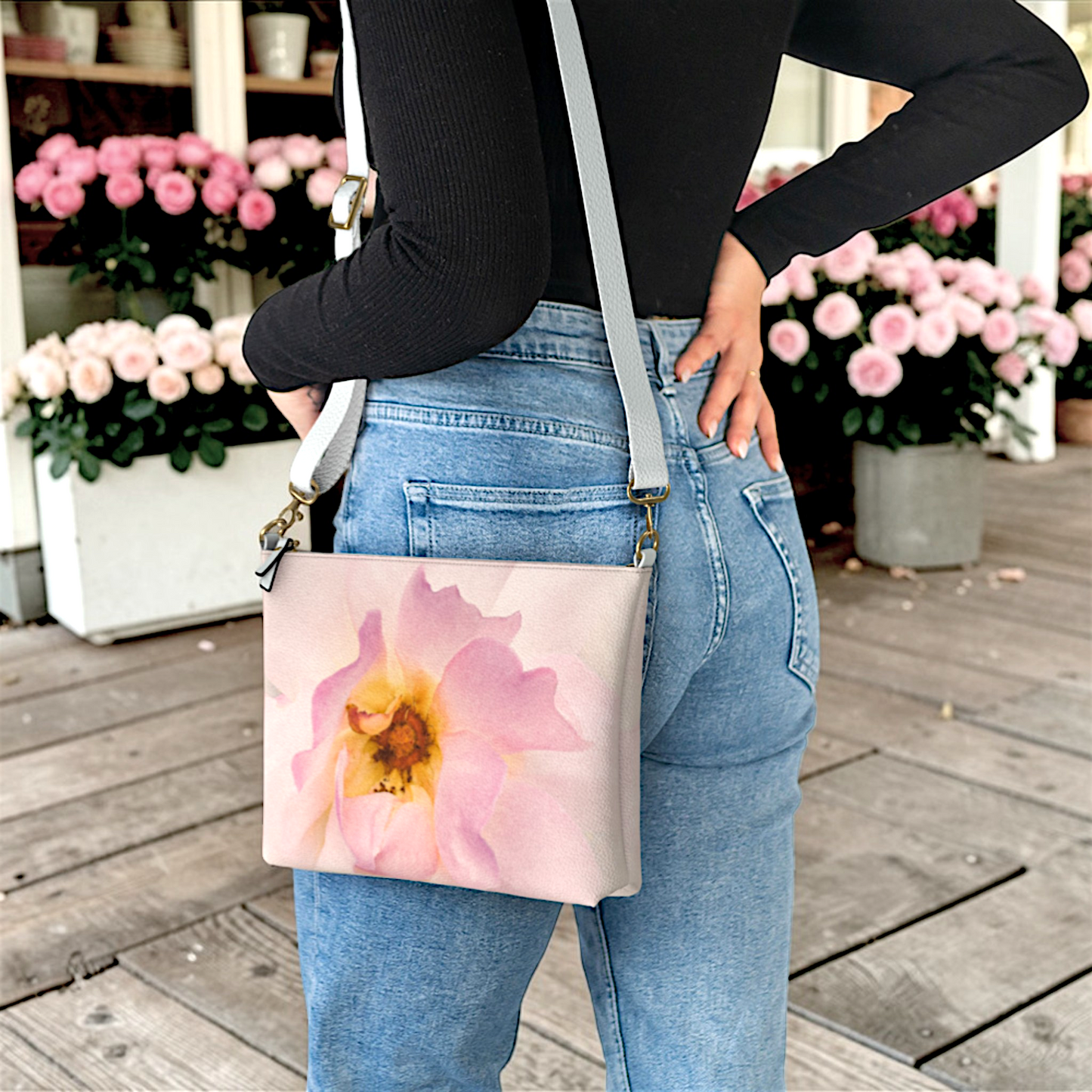 Center of My Universe Rose Vegan Leather Crossbody Purse