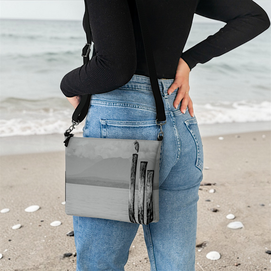 Blue Heron Perch Vegan Leather Crossbody Purse