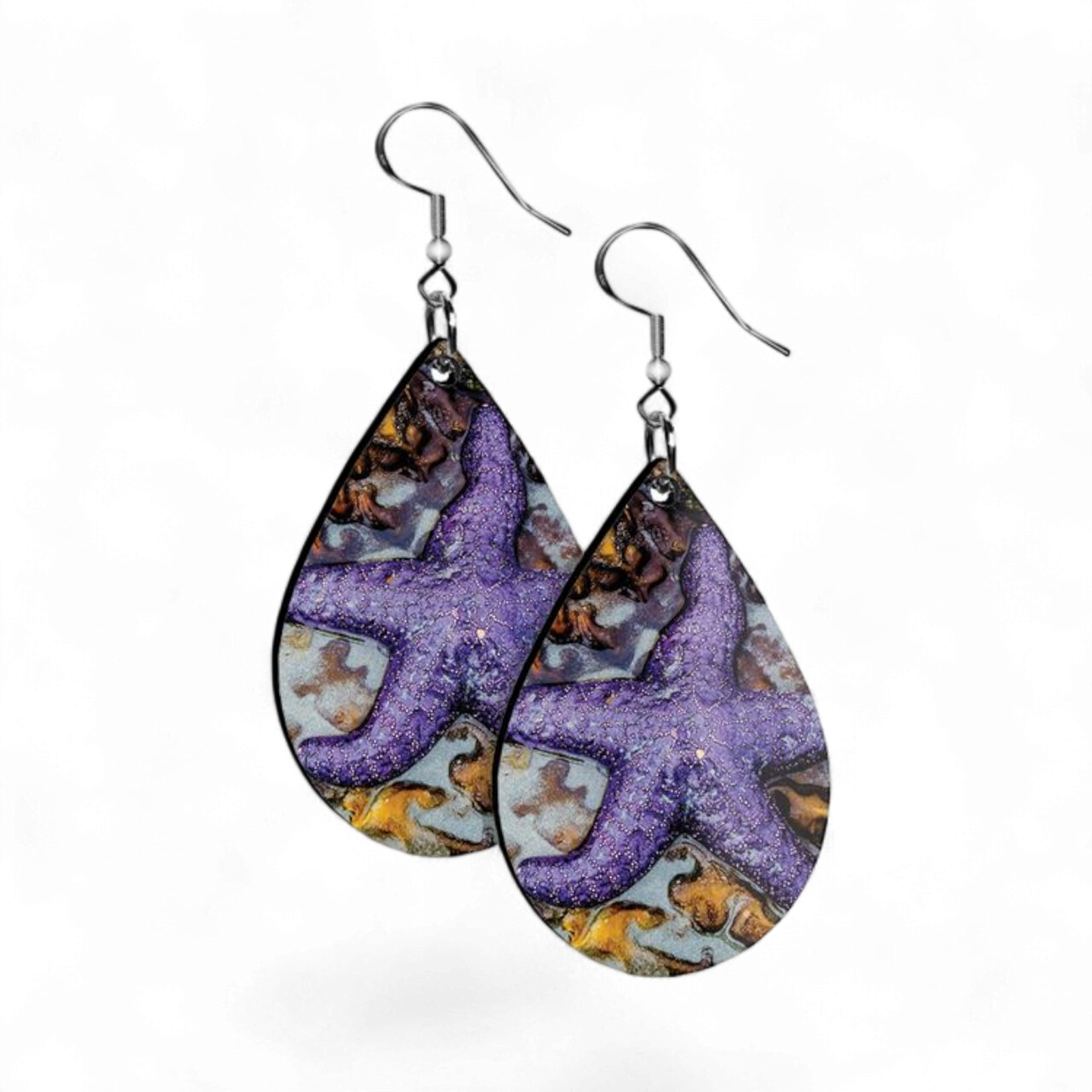 On A Bed of Seaweed Starfish Teardrop Earrings