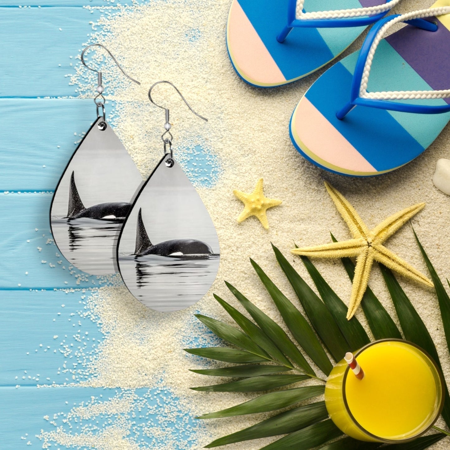 Orca Spray Teardrop Earrings
