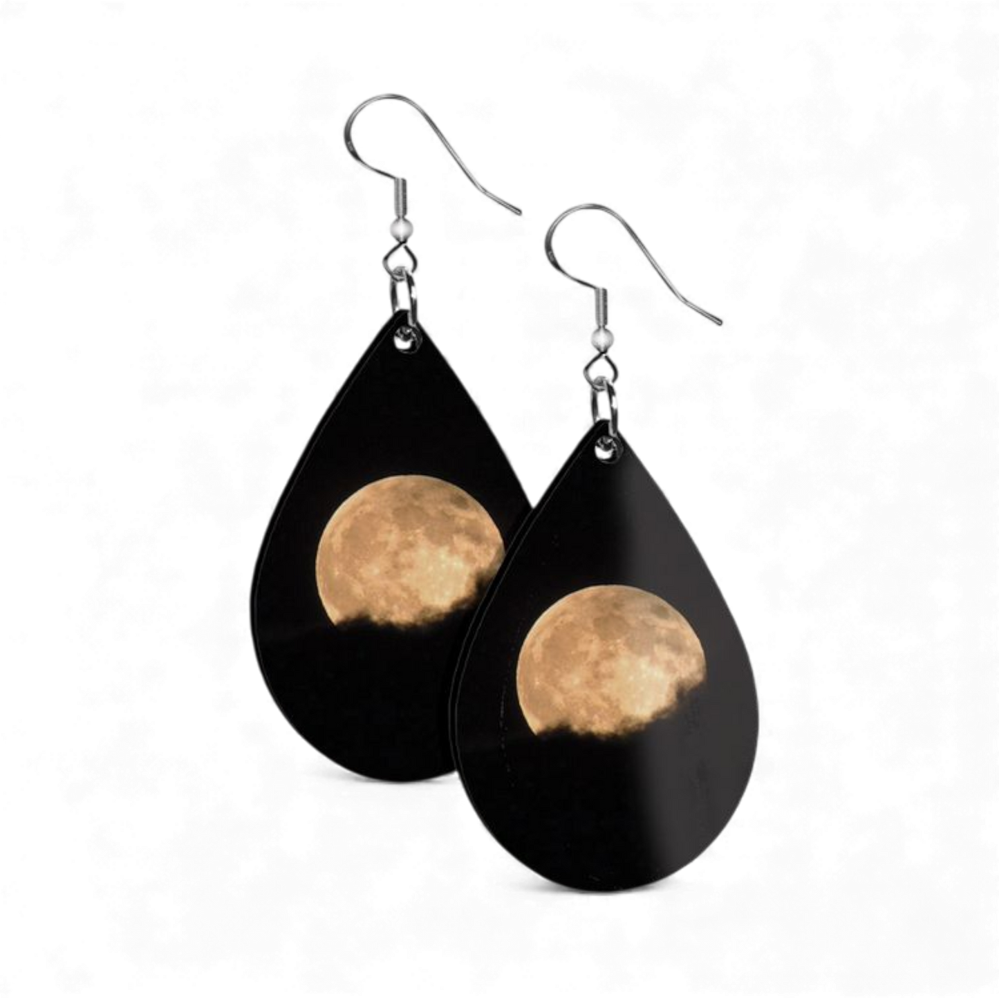 Flower Full Moon Teardrop Earrings