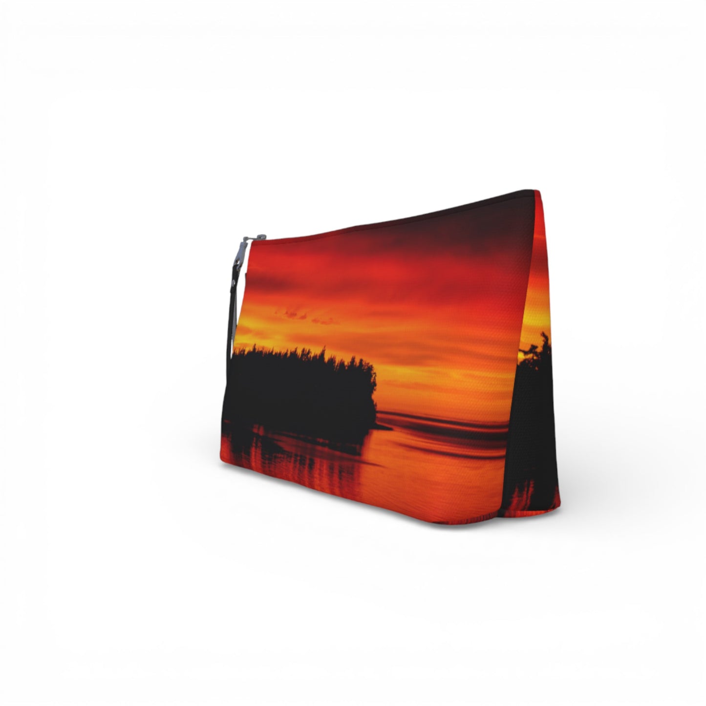 Amazing Sunset Parksville Beach Makeup Travel Bag: Captivating Coastal Cosmetic Case