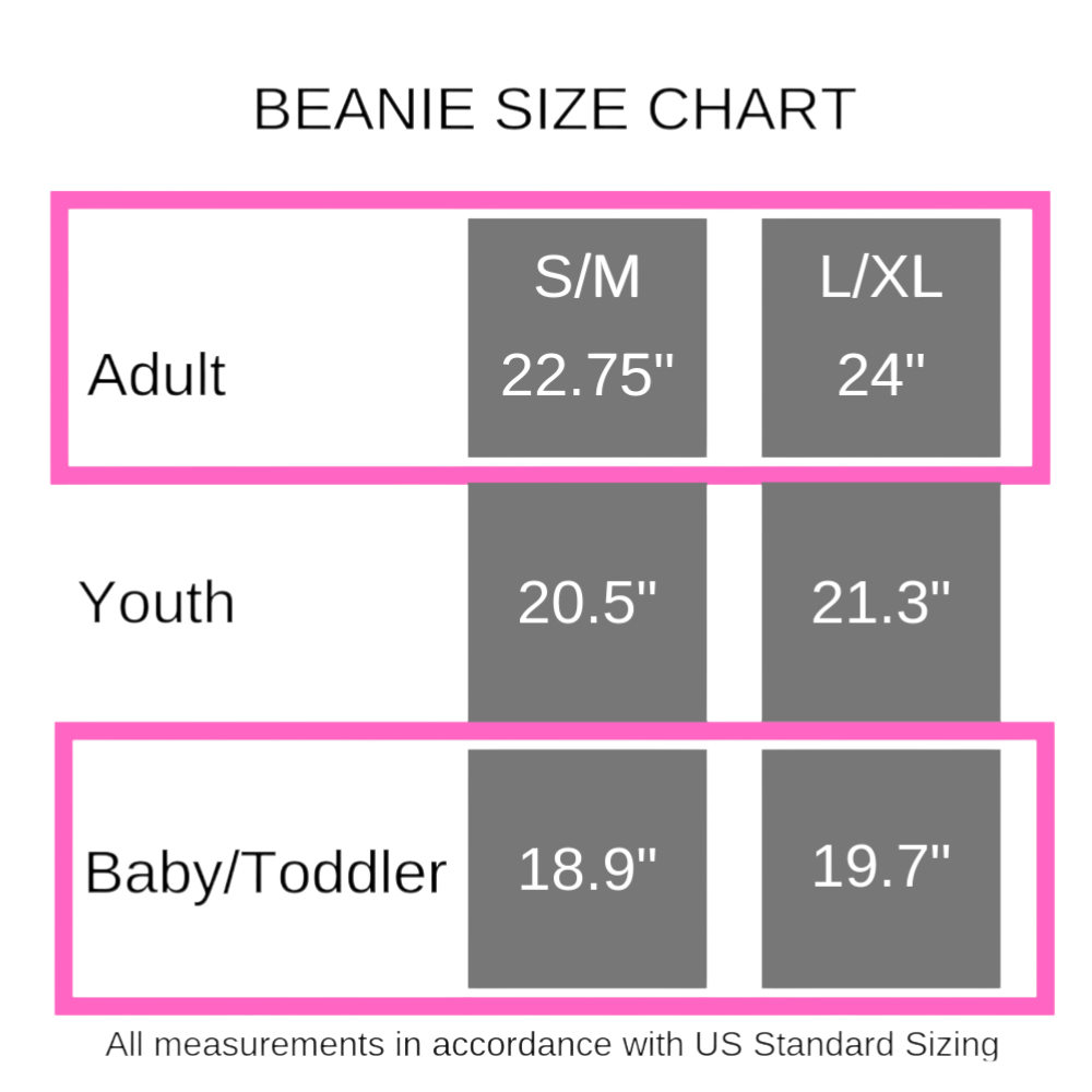beanie size chart
