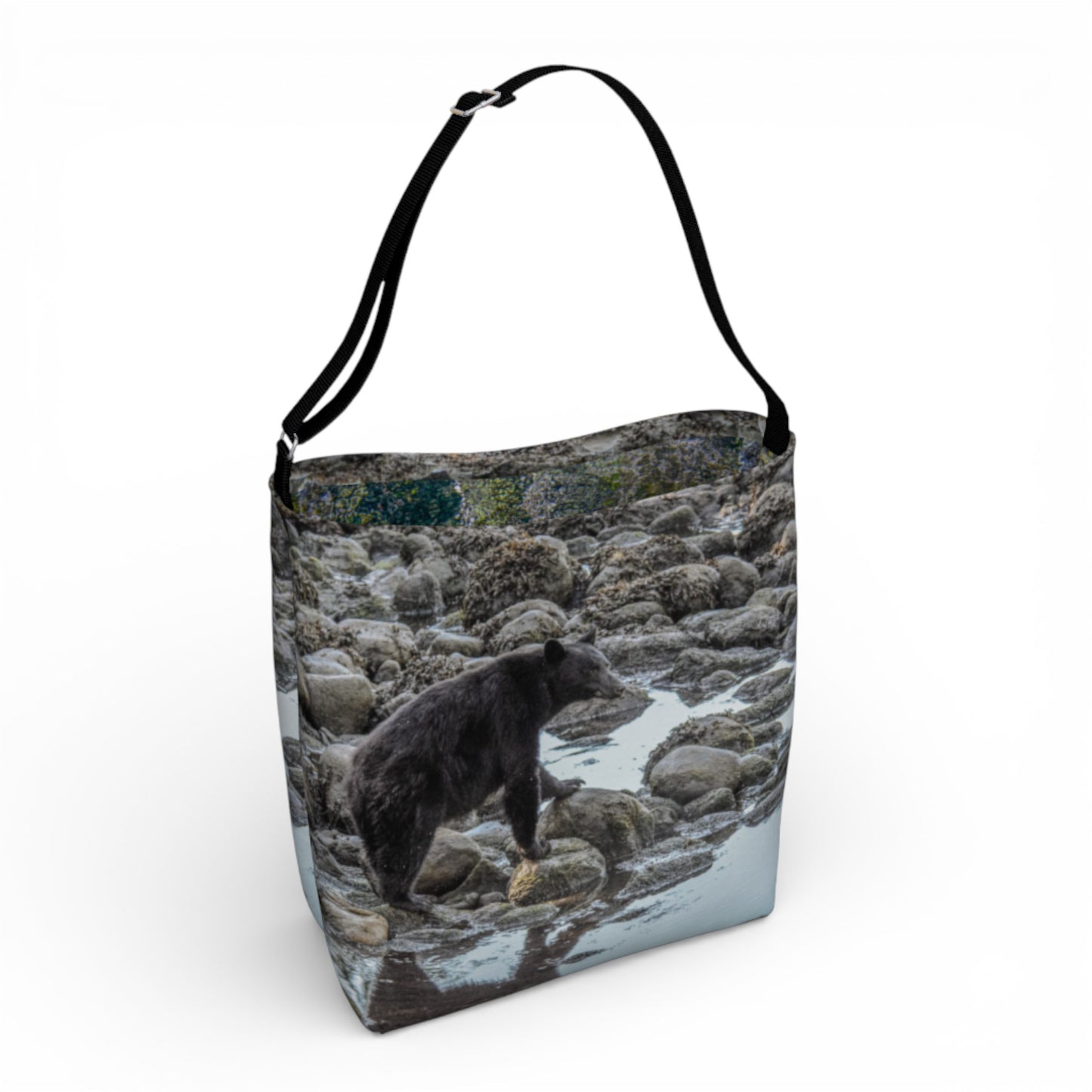 Bear Reflection Neoprene Day Tote: Serene Wildlife-Inspired Tote Bag