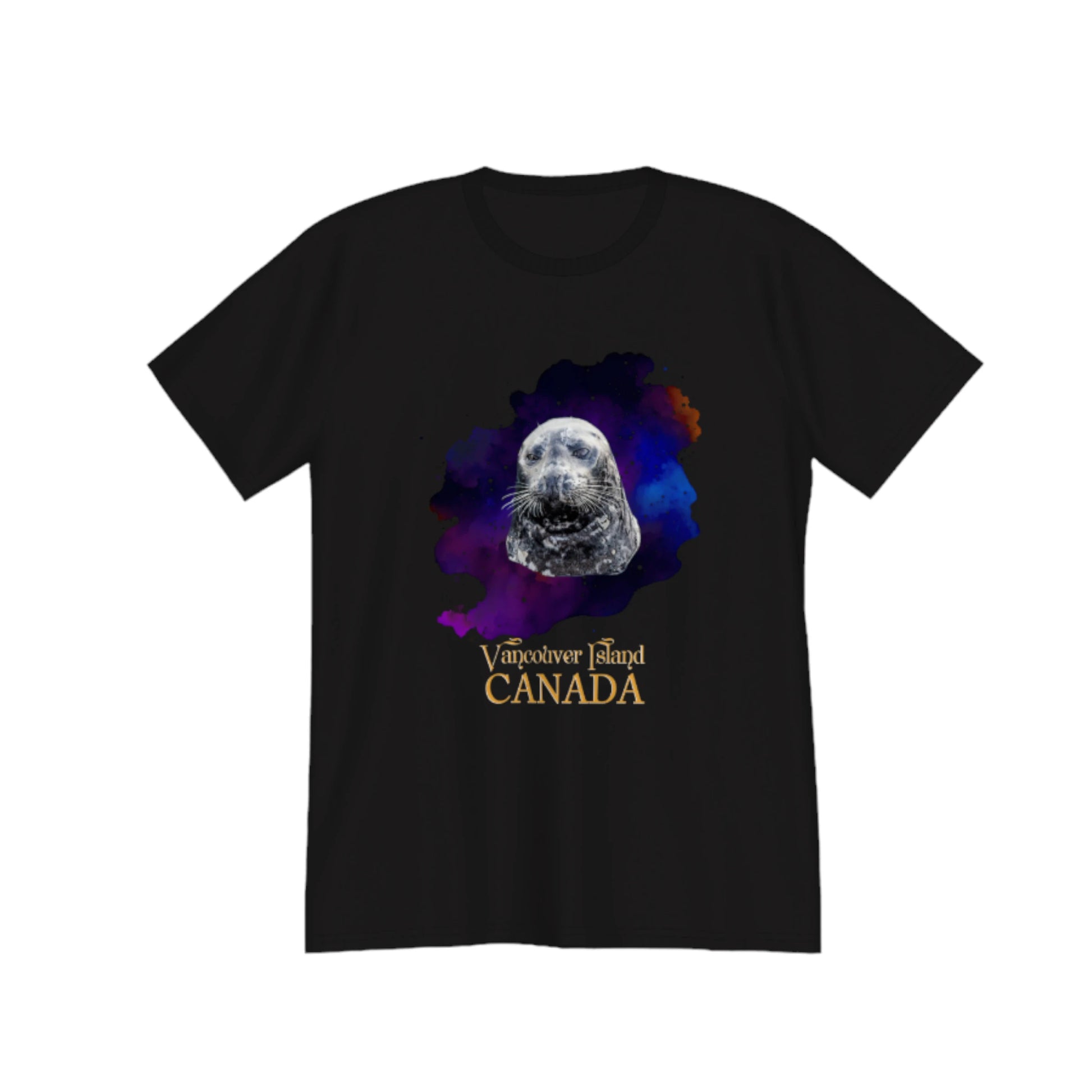 I Love Lucy Vancouver Island Canada Premium Unisex T-shirt! The image on the front of the top is of a harbour seal close up with a abstract colourful background. by van isle goddess dot com