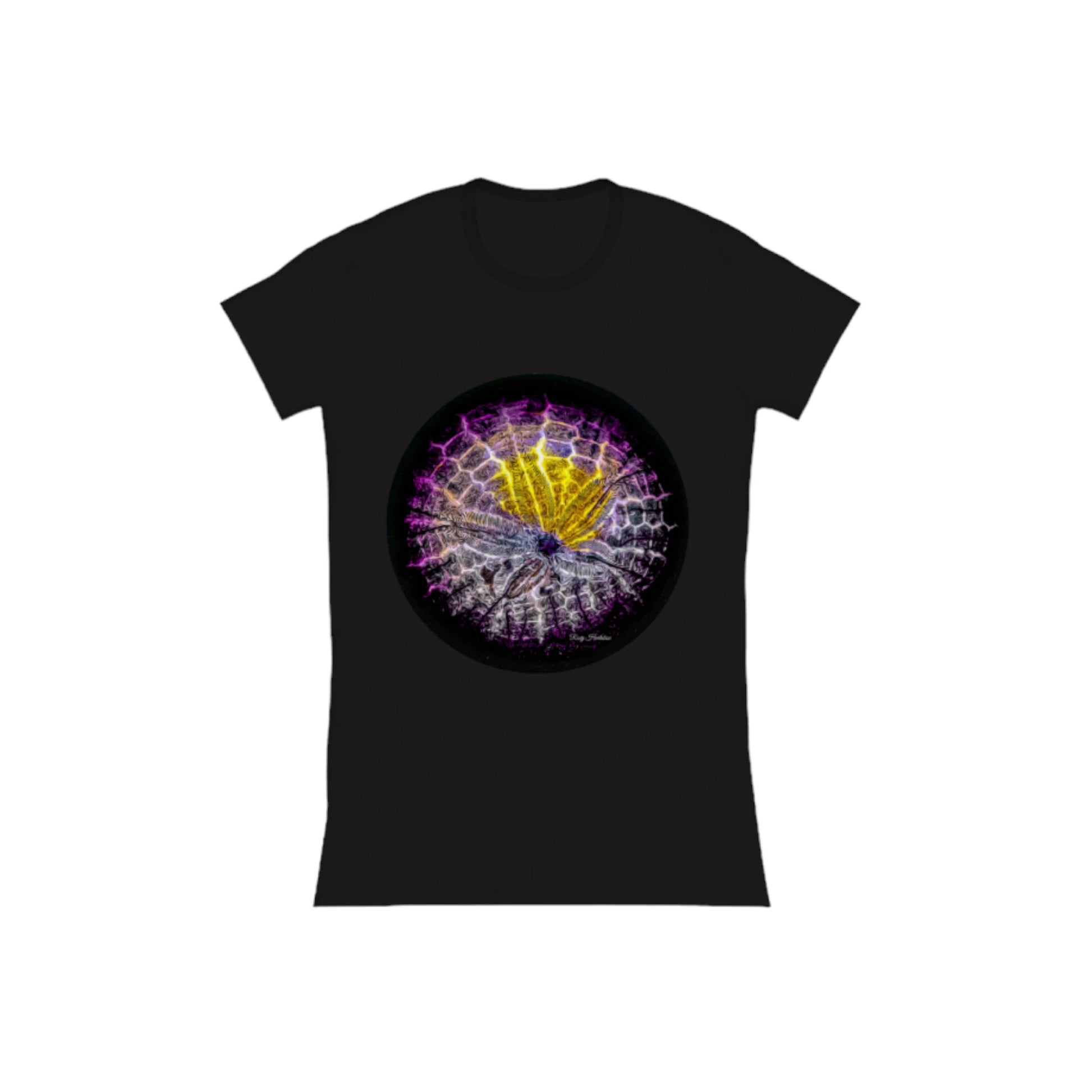 Spotlight Sand Dollar Comfort Slim Fit T-shirt. the image on the front of the shirt is a sand dollar.