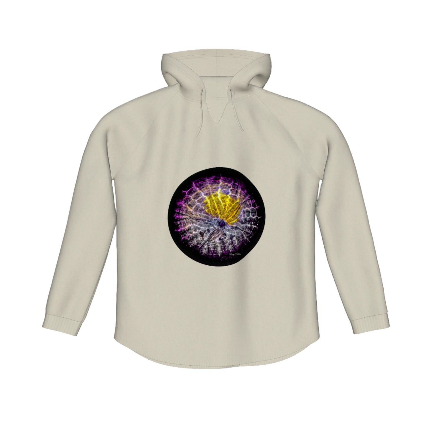 Spotlight Sand Dollar Flow Pullover Hoodie. The image is of a sand dollar.