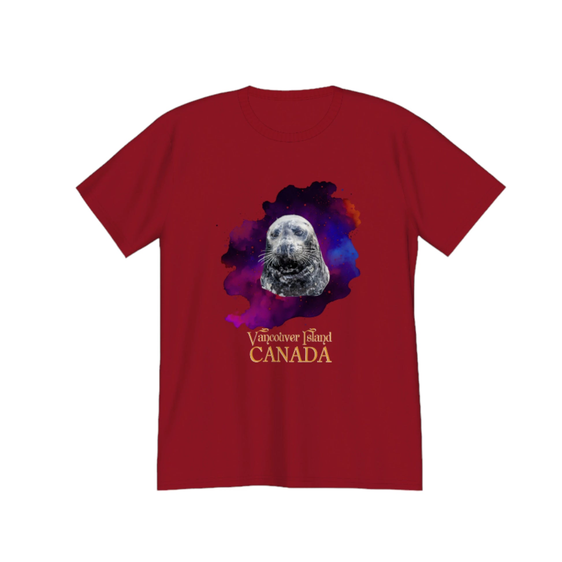 I Love Lucy Vancouver Island Canada Premium Unisex T-shirt! The image on the front of the top is of a harbour seal close up with a abstract colourful background. by van isle goddess dot com