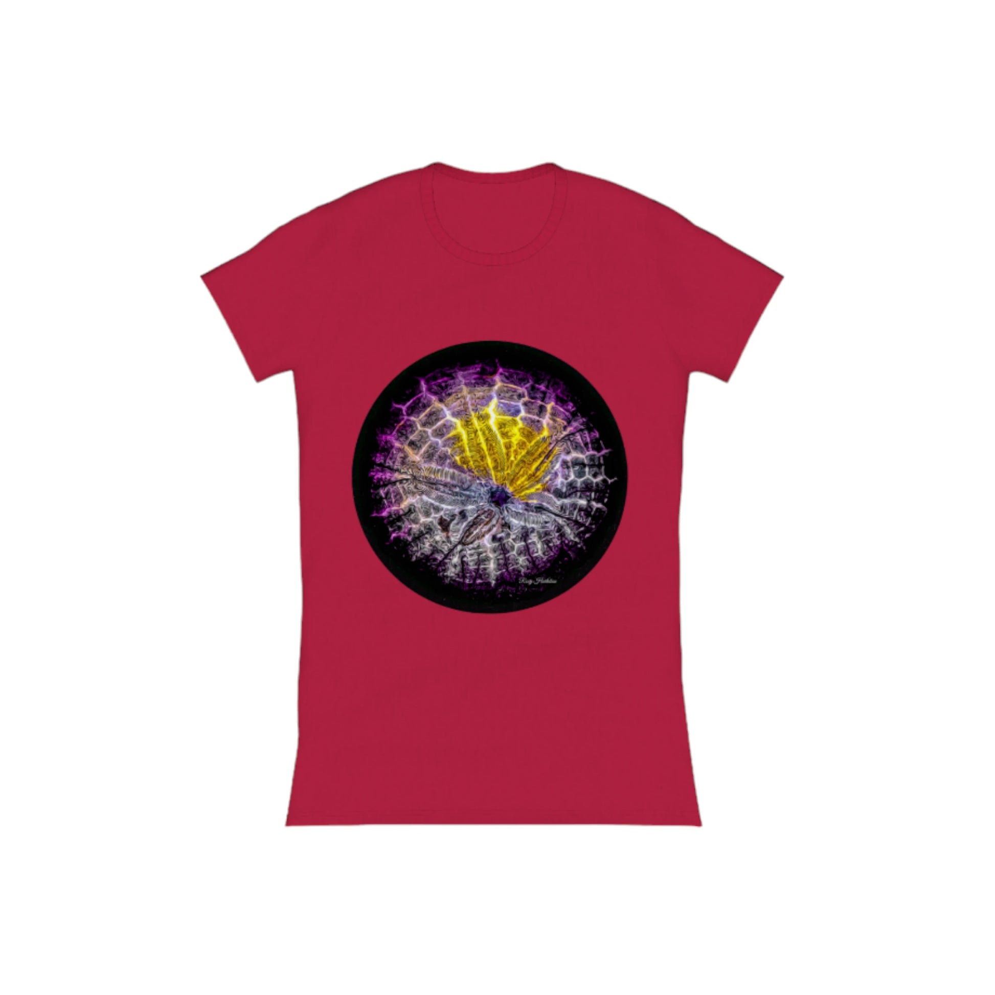 Spotlight Sand Dollar Comfort Slim Fit T-shirt. the image on the front of the shirt is a sand dollar.