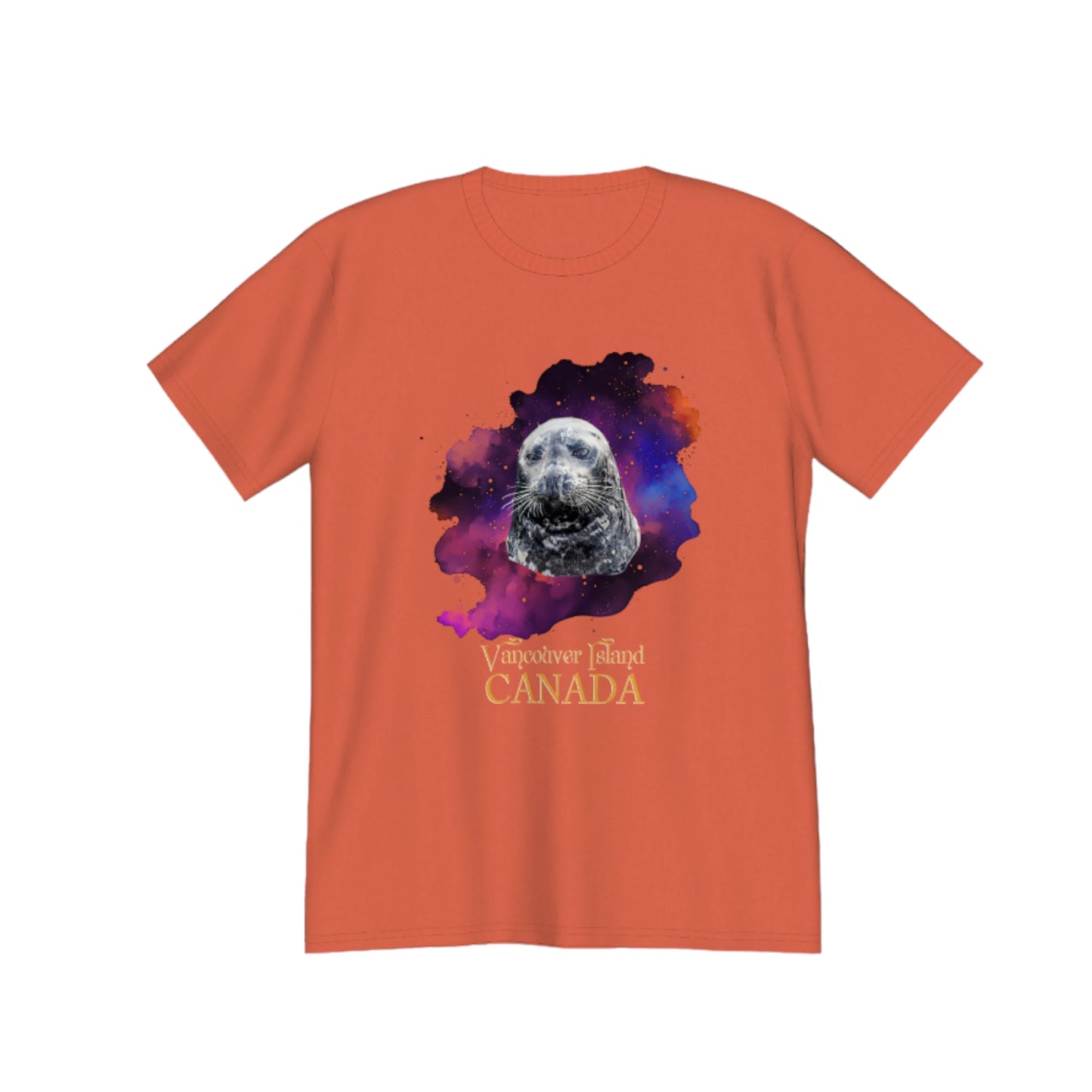 I Love Lucy Vancouver Island Canada Premium Unisex T-shirt! The image on the front of the top is of a harbour seal close up with a abstract colourful background. by van isle goddess dot com