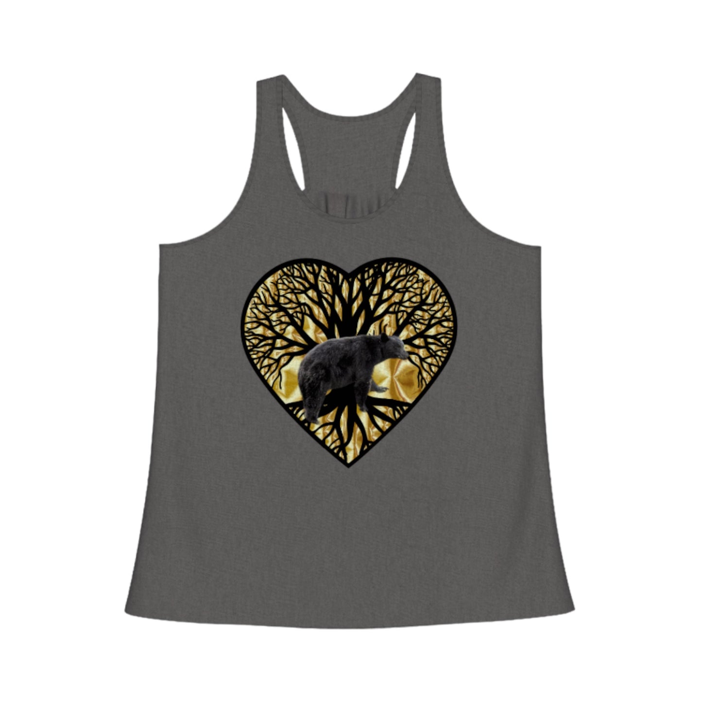 Bear Heart Flow Racerback Tank Top.  The image on the front shows two sea lions on a abstract ocean blue background. By van isle goddess dot com