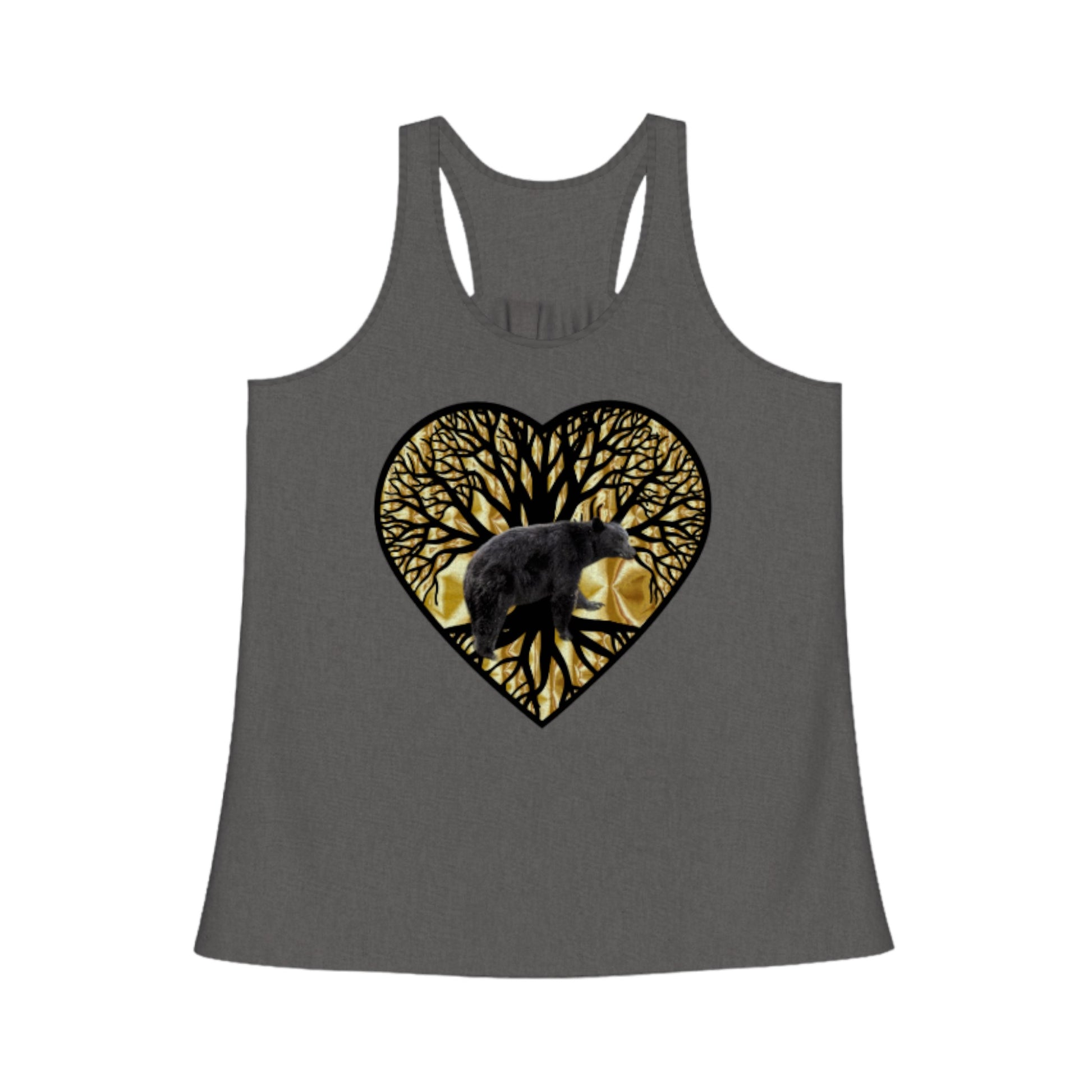 Bear Heart Flow Racerback Tank Top.  The image on the front shows two sea lions on a abstract ocean blue background. By van isle goddess dot com