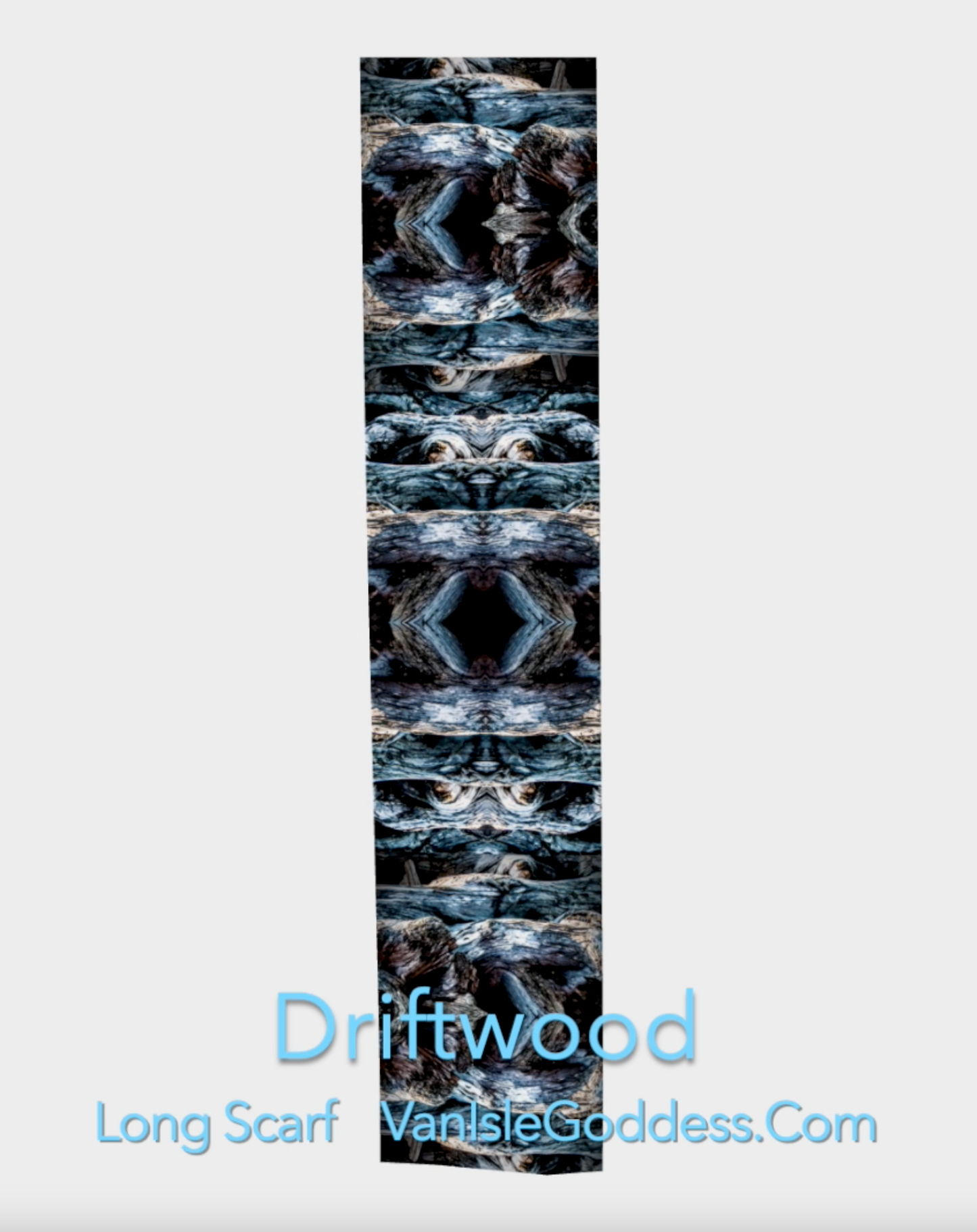 Driftwood long scarf shown full length.
