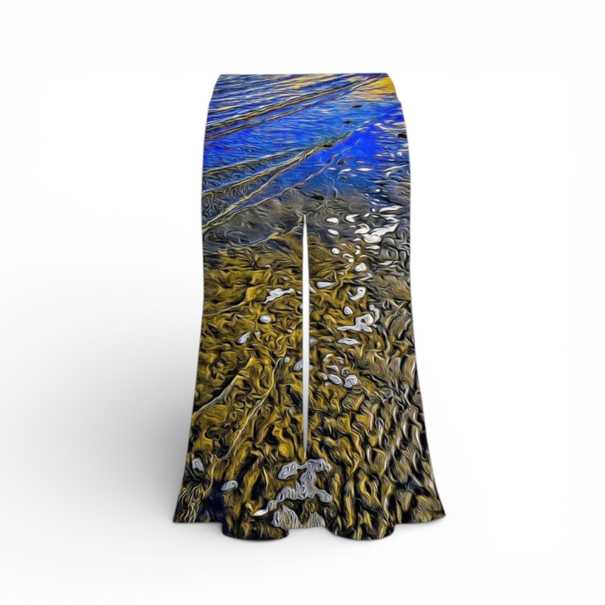 Palazzo Pants with a nature-inspired design on a white background