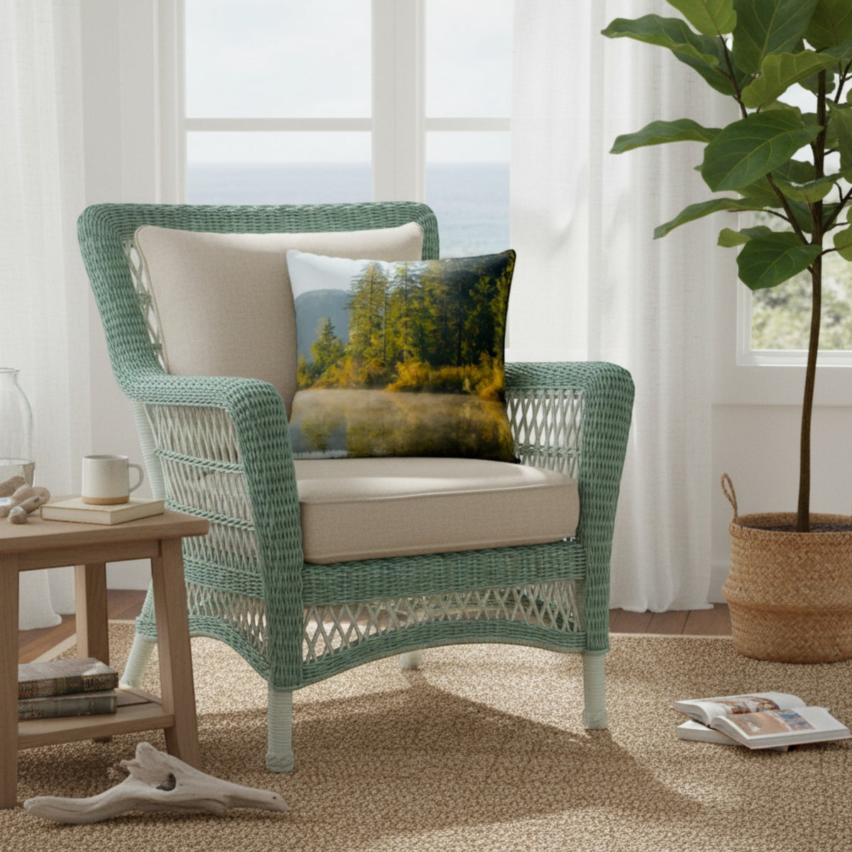 Fairy Lake Sunrise 18"x18" Throw Pillow Cover
