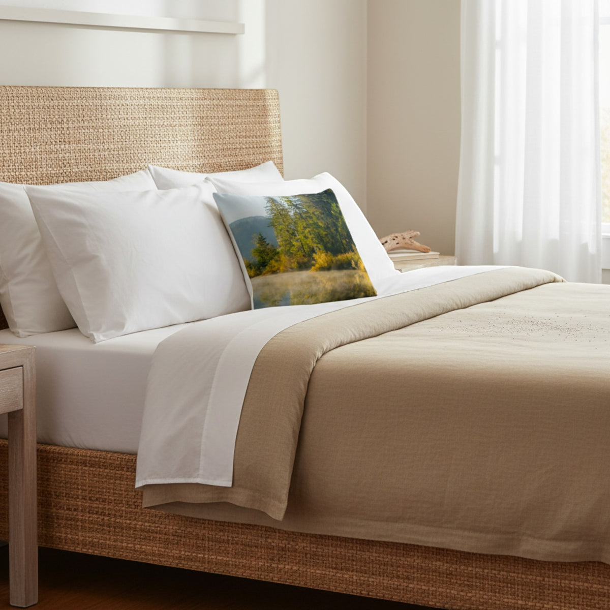 Fairy Lake Sunrise 22"x22" Throw Pillow Cover