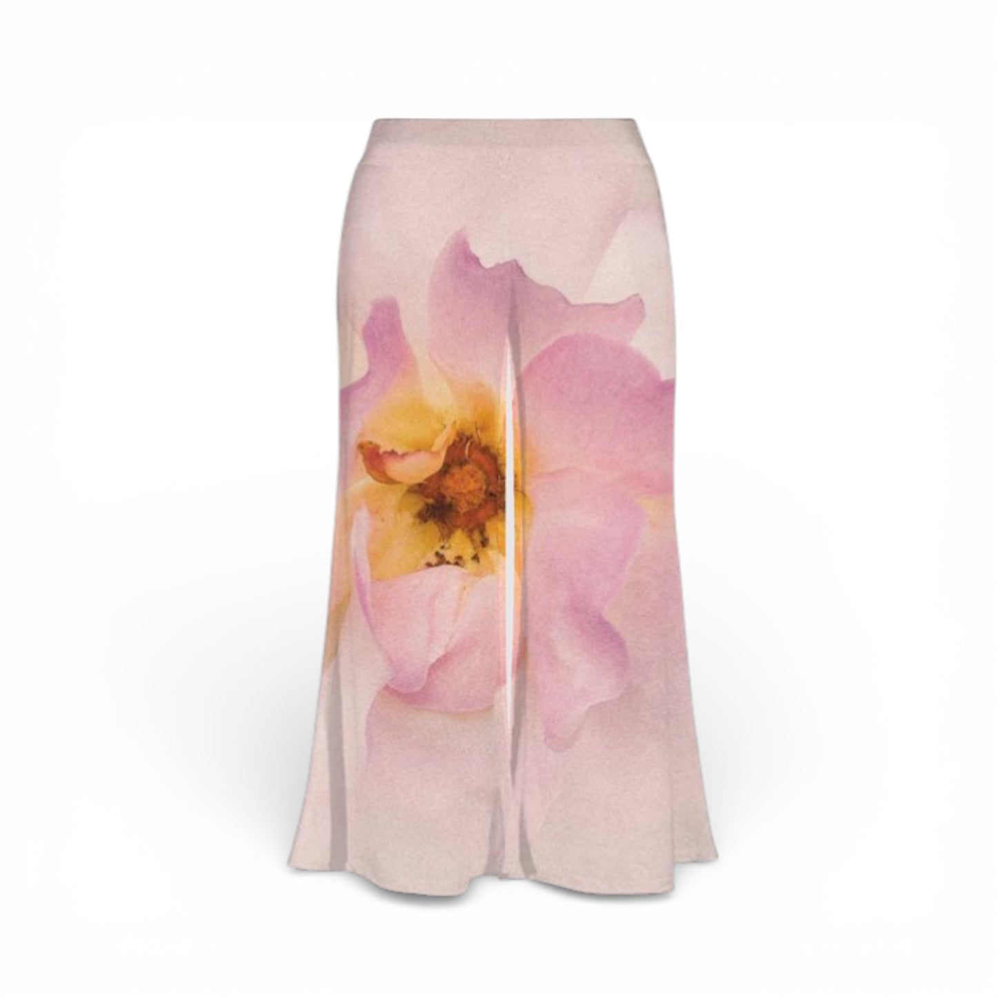 Floral patterned pants on a white background