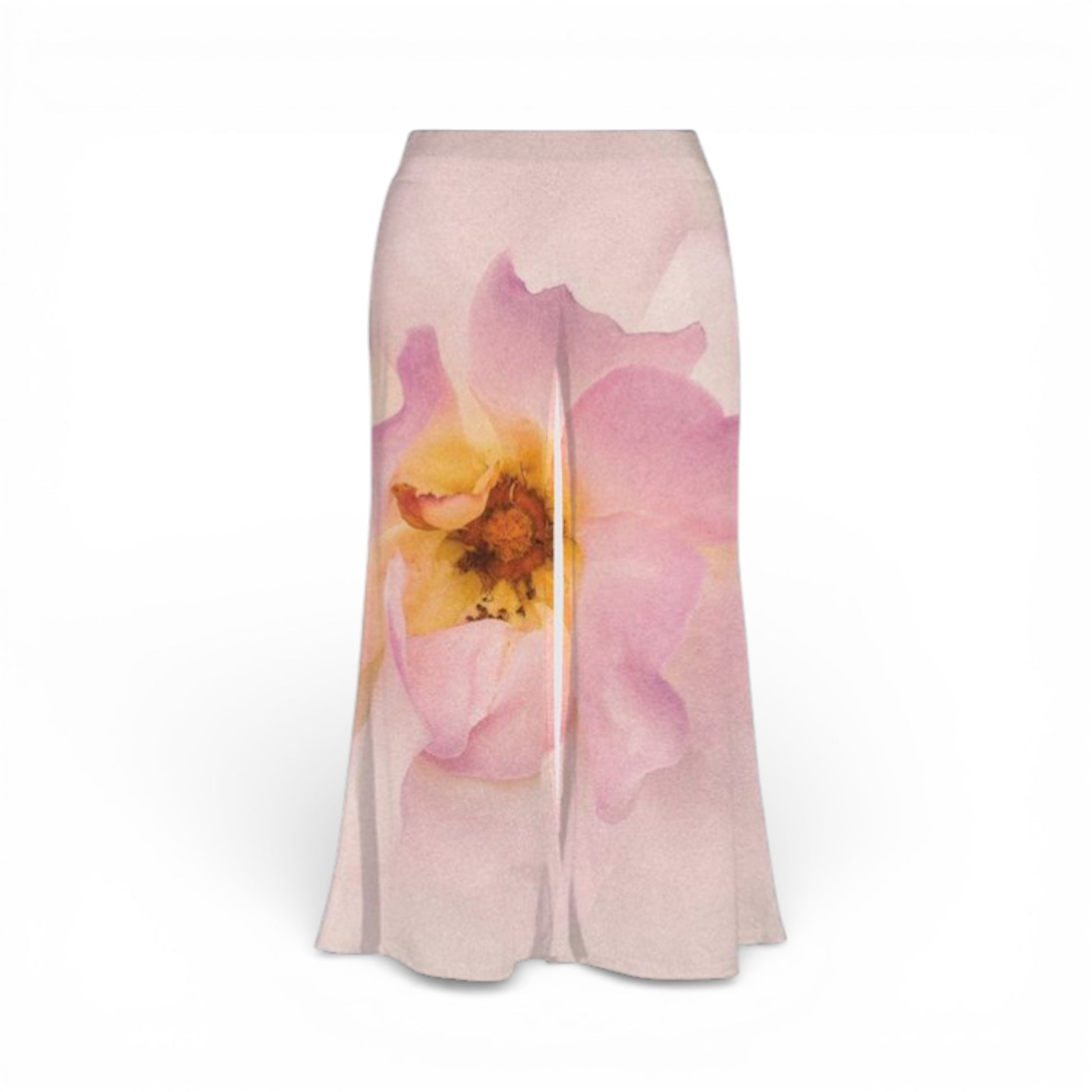 Floral patterned pants on a white background