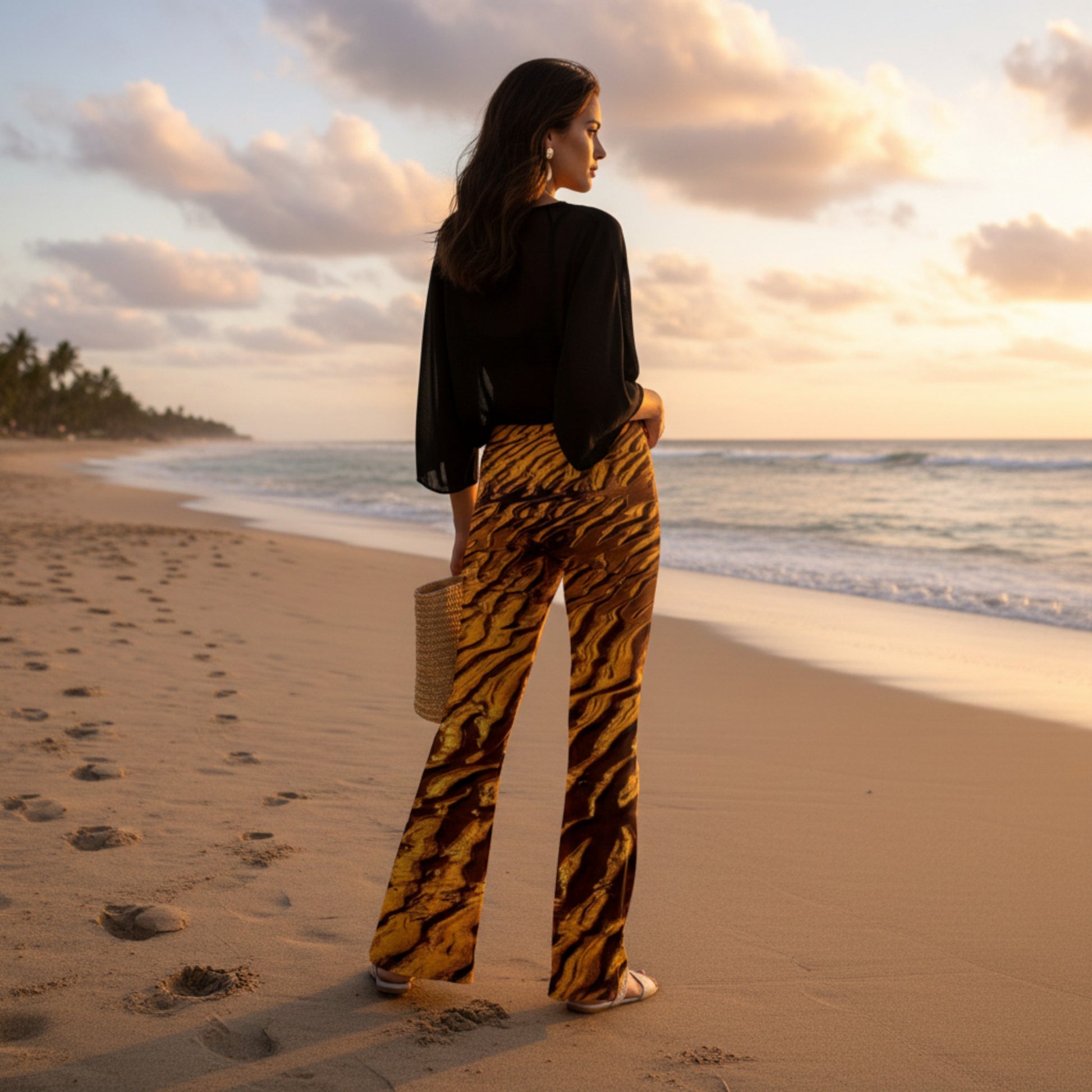 Back view of golden sand pants