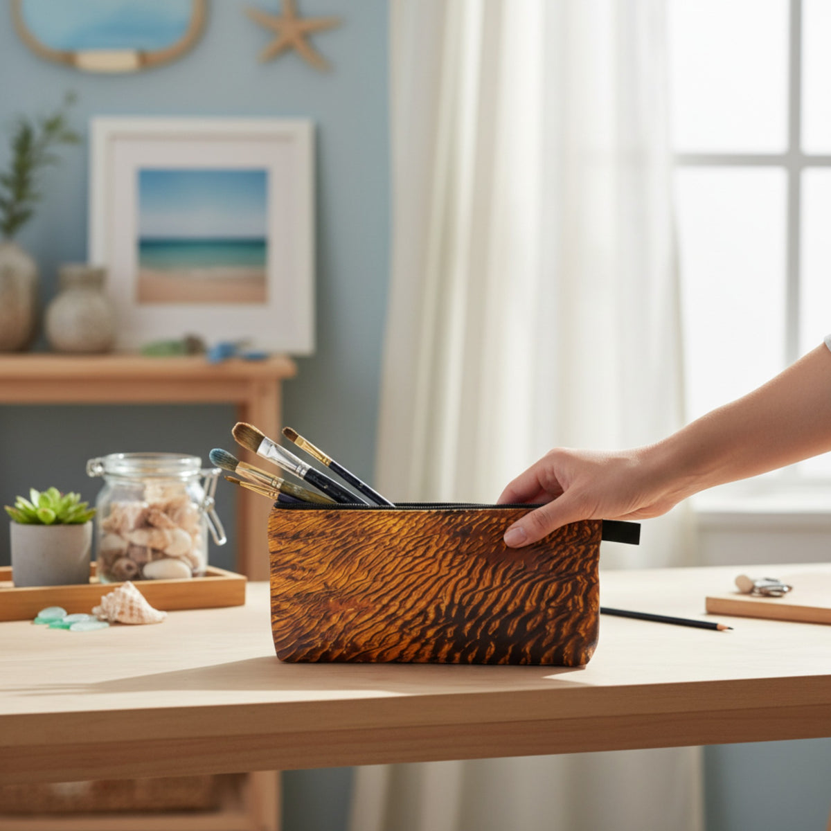 Golden Sand Versatile Storage Pencil Case