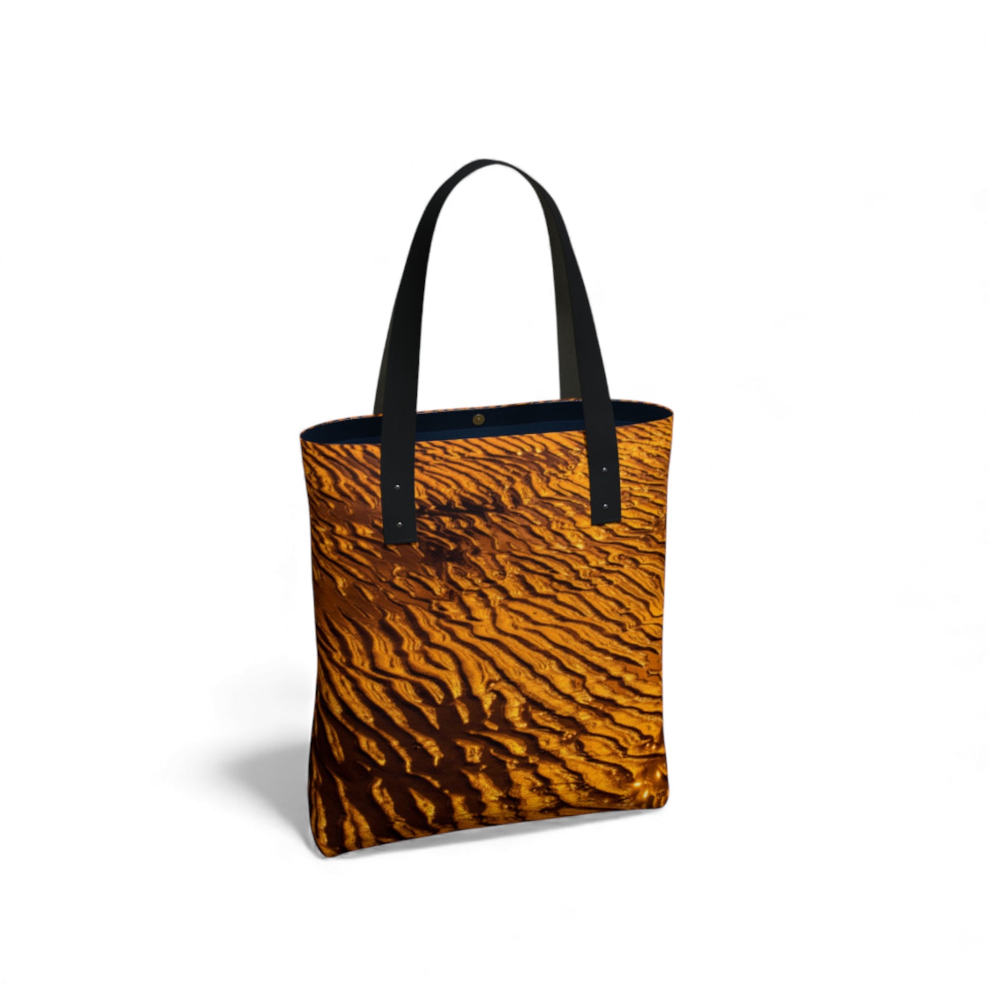 Tote bag with sand at low tide pattern on a white background