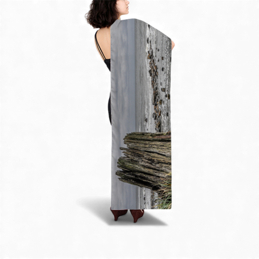 Gray Day Qualicum Beach Long Scarf