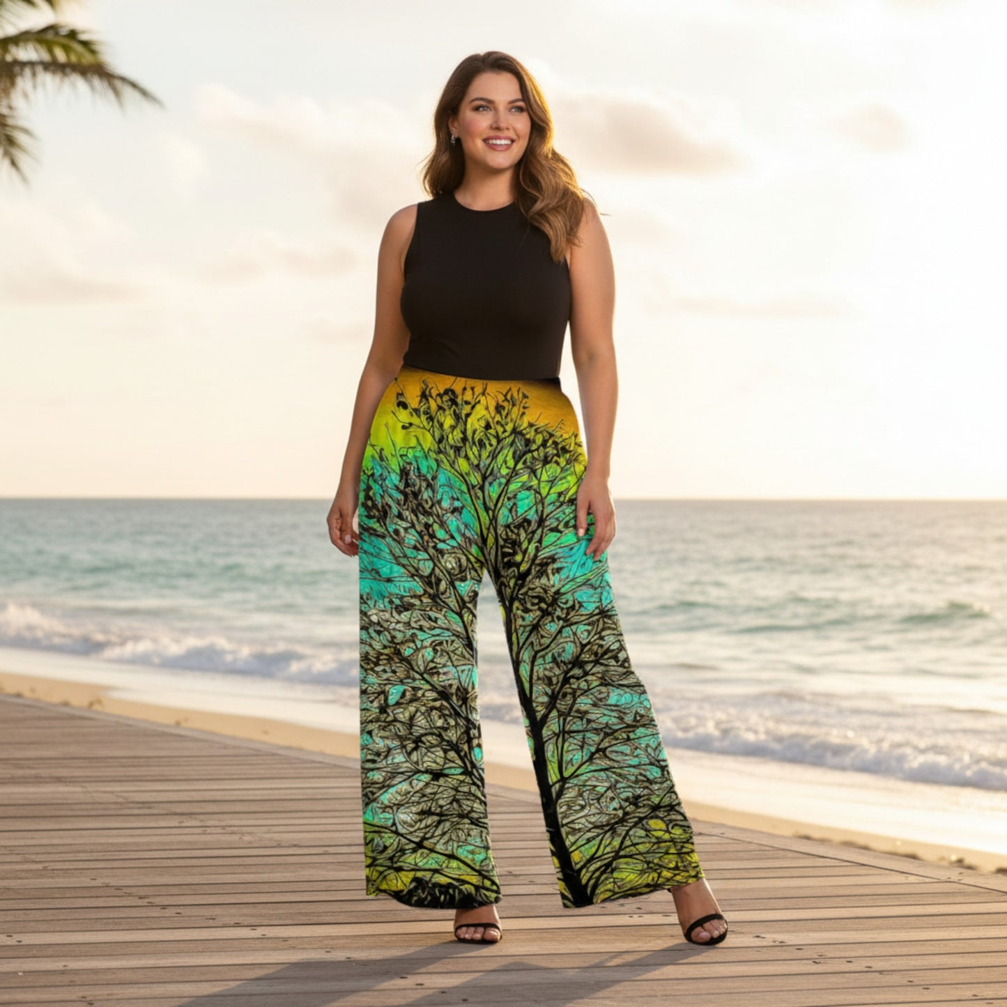 Island Tree of Life Plus Size Carla Palazzo Pants