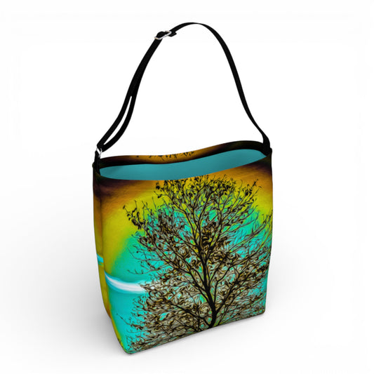 Island Tree of Life Neoprene Day Tote: Enchanting Nature-Inspired Print Bag