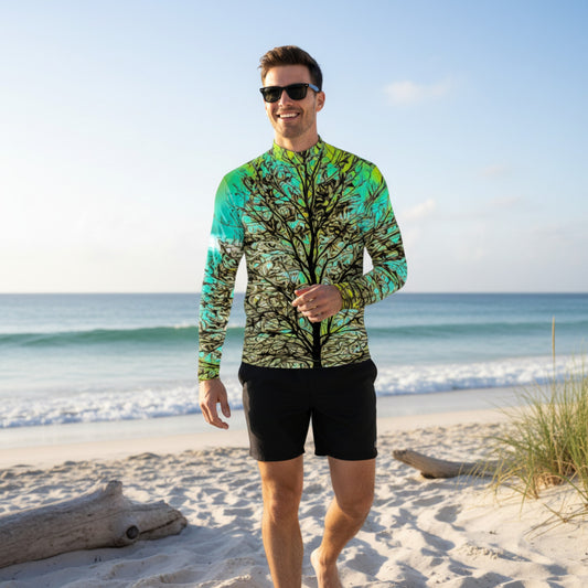 Island Tree of Life Men's Active Half Zip Long Sleeve Top