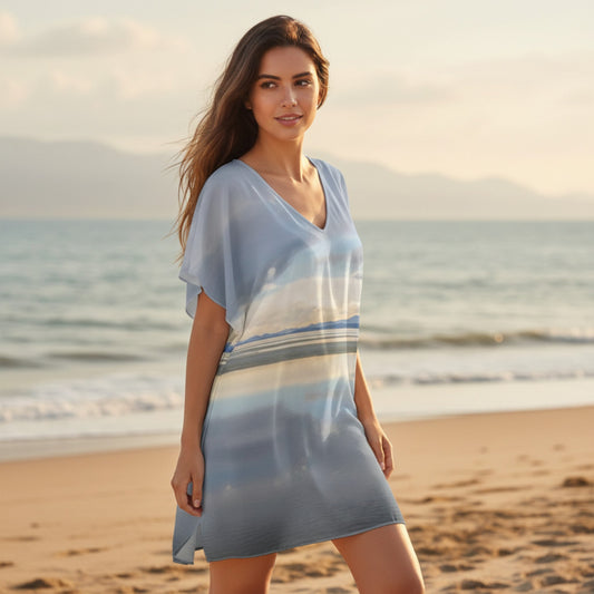 Woman walking on the beach.