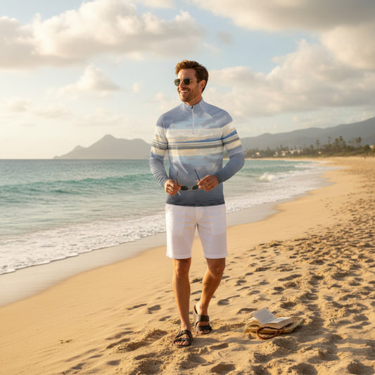 Light Language Parksville Beach Men's Active Half Zip Long Sleeve Top