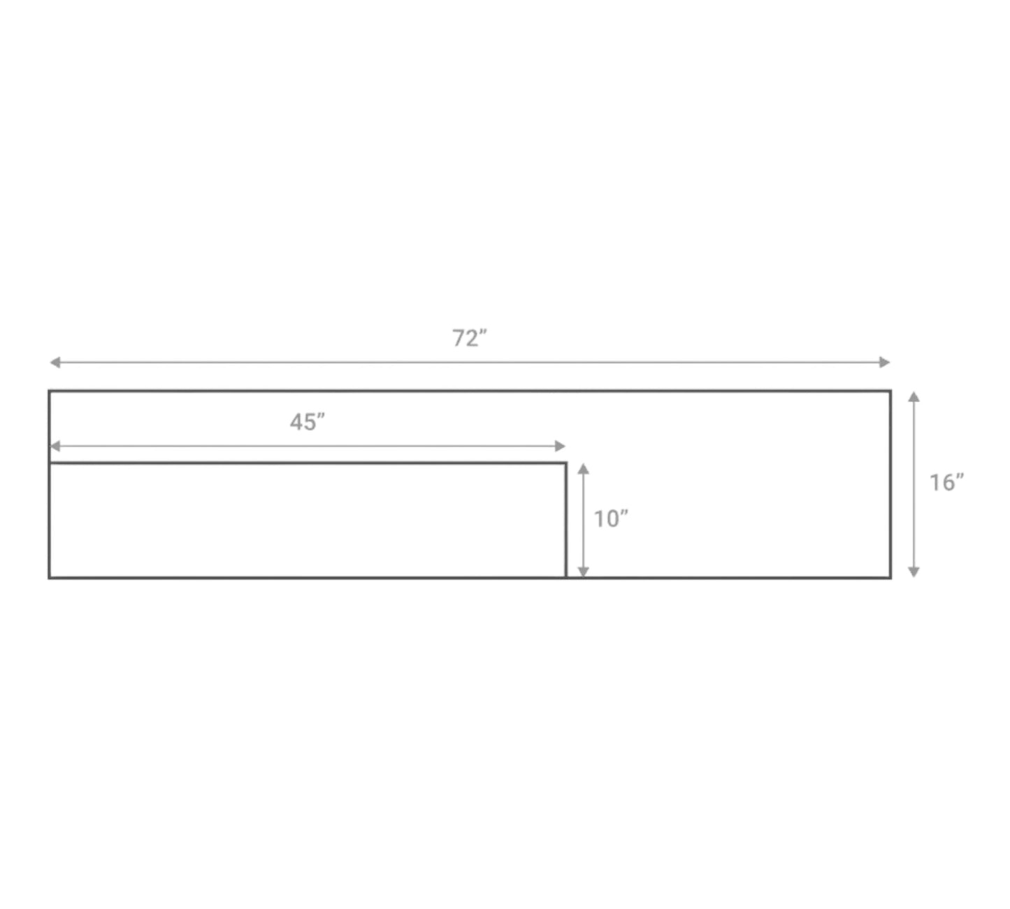 Size chart showing 2 sizes of the long scarfs that are available.