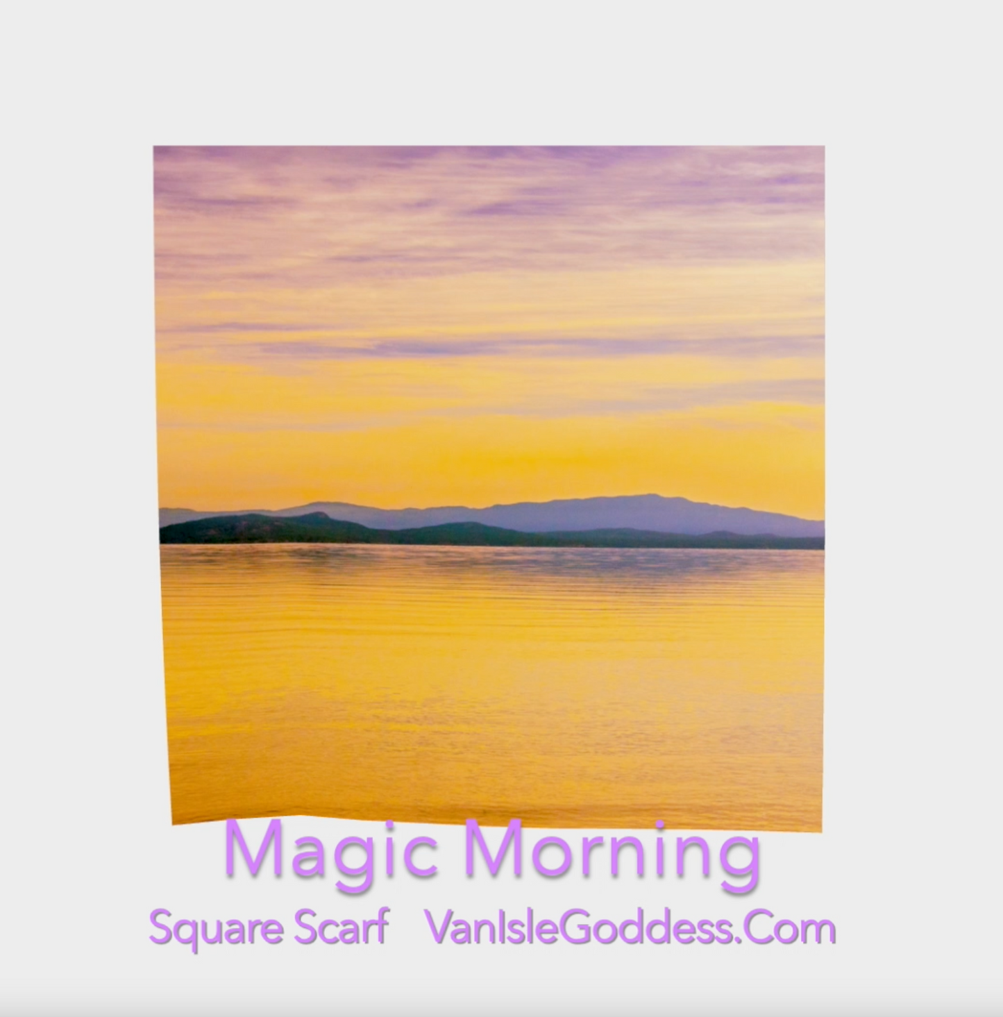 Magic Morning Parksville Beach square scarf shown full size.