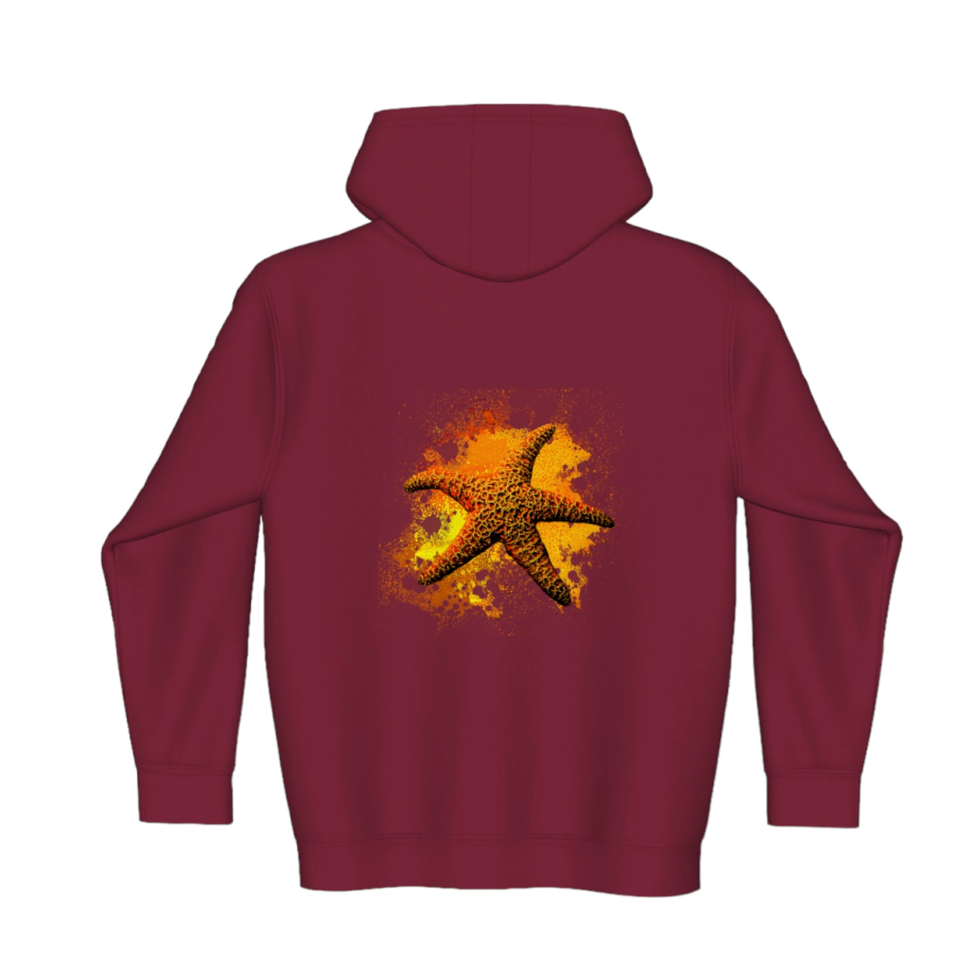 Starfish Orange Premium Zipper Hoodie back