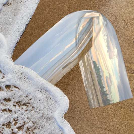 Miracle Beach long scarf on the beach.