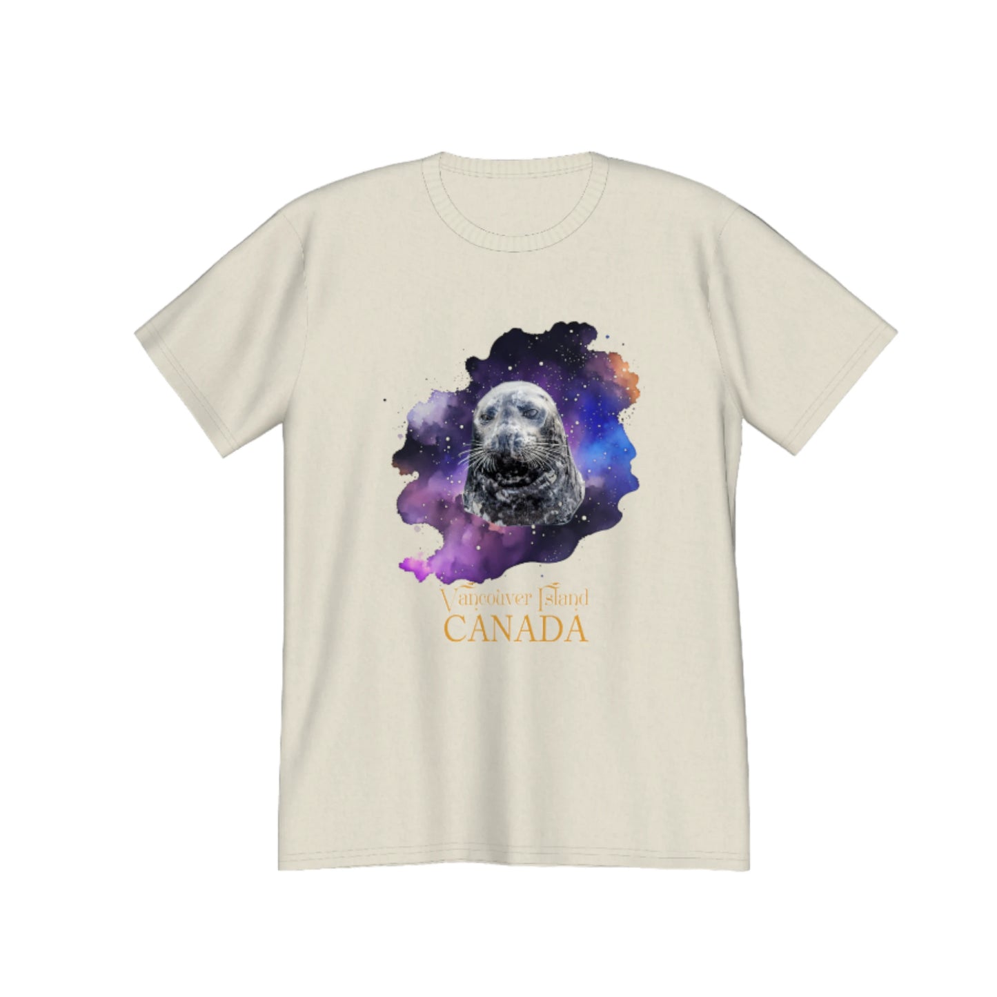 I Love Lucy Vancouver Island Canada Premium Unisex T-shirt! The image on the front of the top is of a harbour seal close up with a abstract colourful background. by van isle goddess dot com