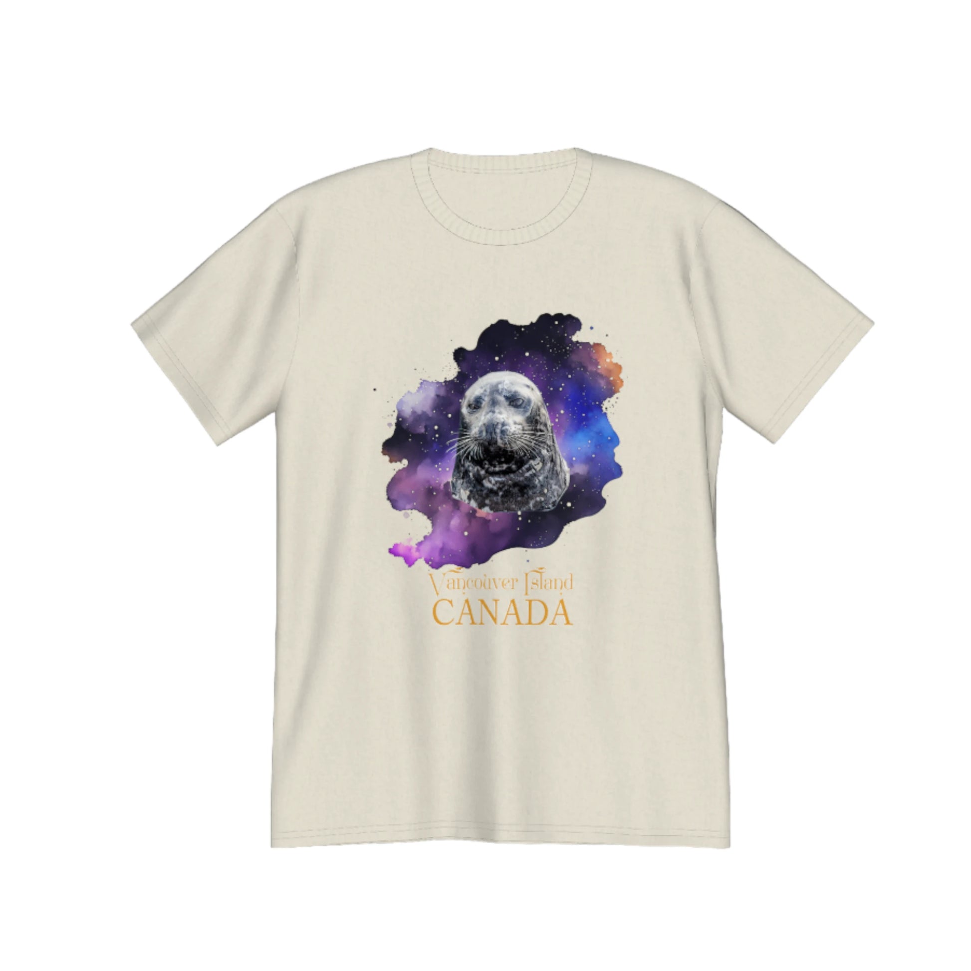 I Love Lucy Vancouver Island Canada Premium Unisex T-shirt! The image on the front of the top is of a harbour seal close up with a abstract colourful background. by van isle goddess dot com