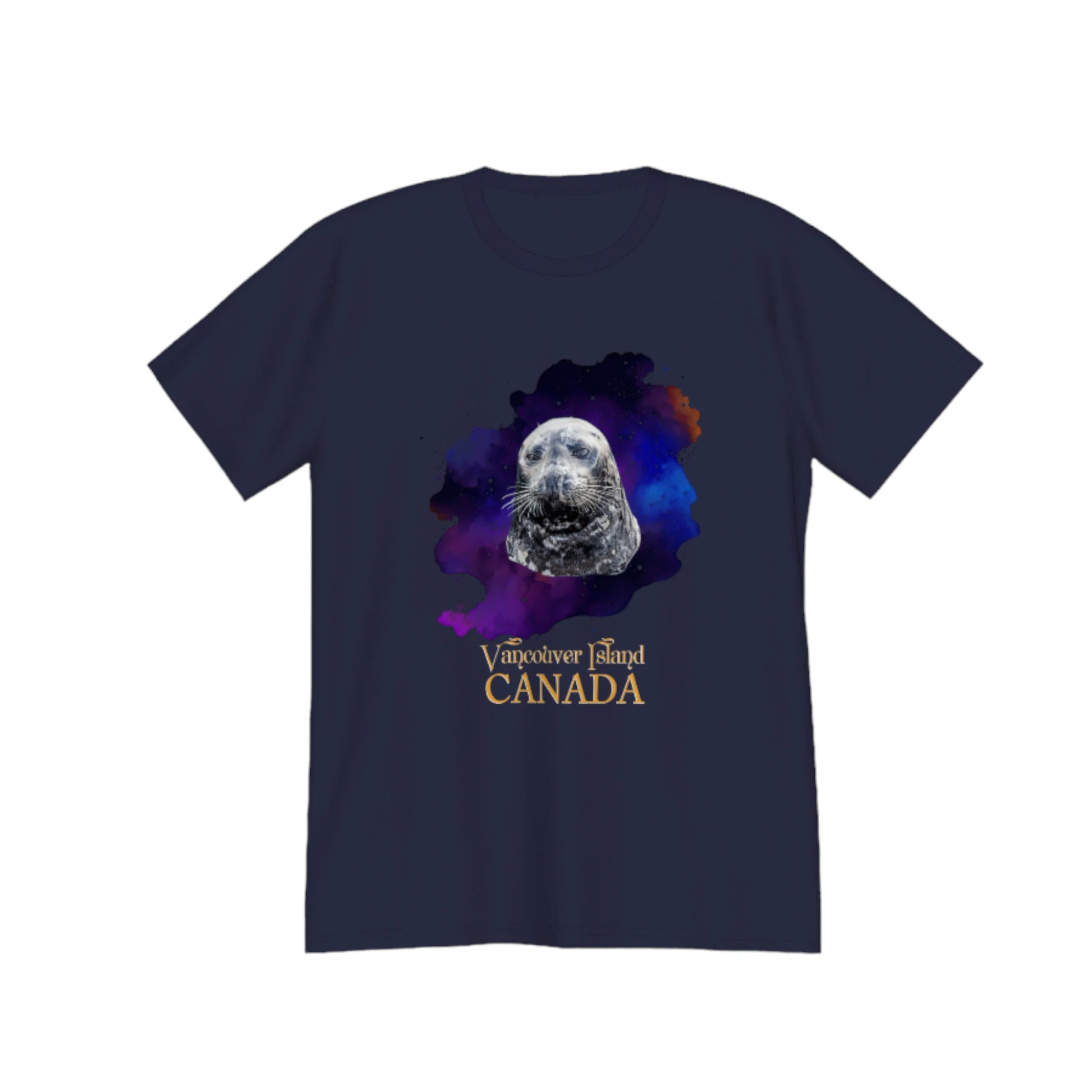I Love Lucy Vancouver Island Canada Premium Unisex T-shirt! The image on the front of the top is of a harbour seal close up with a abstract colourful background. by van isle goddess dot com