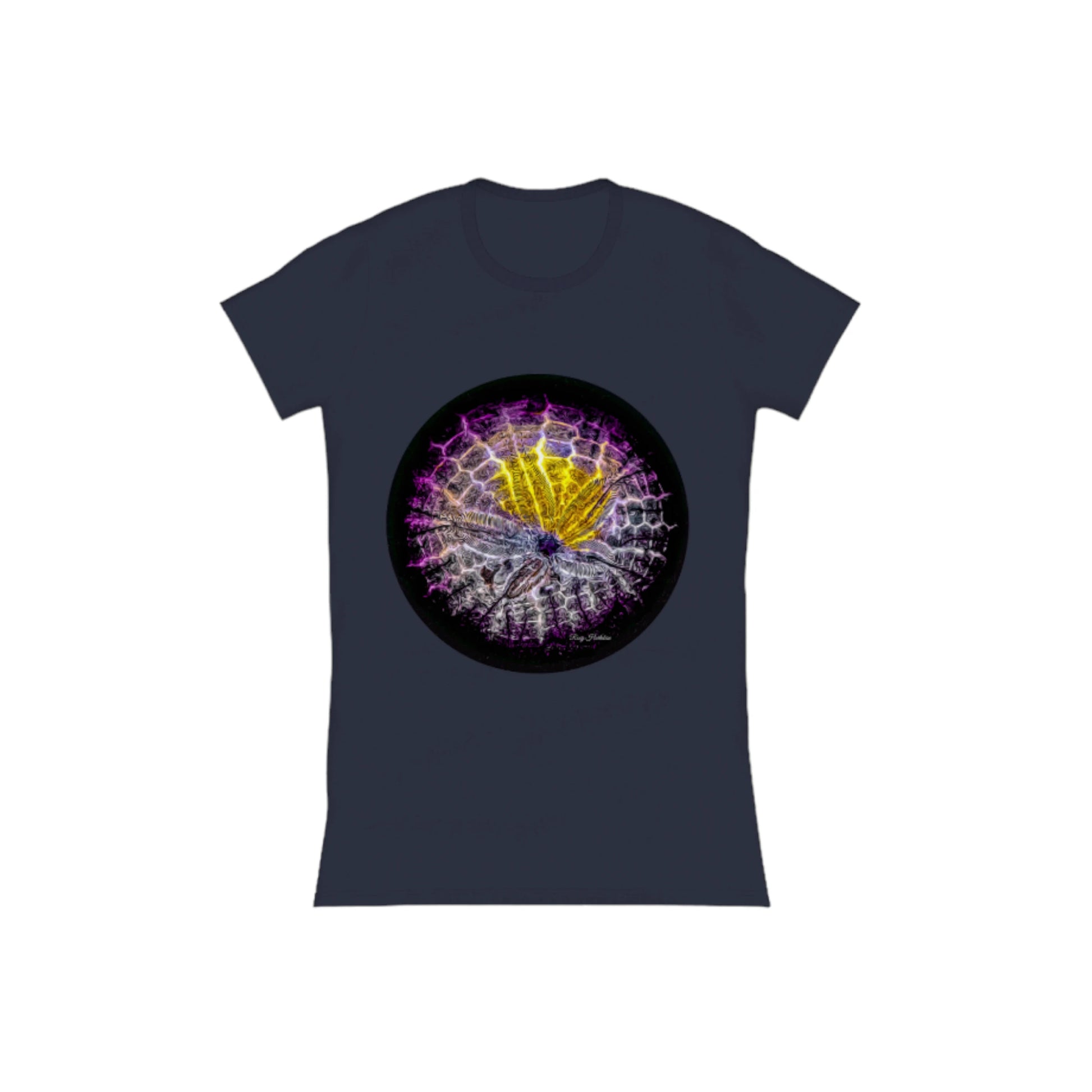Spotlight Sand Dollar Comfort Slim Fit T-shirt. the image on the front of the shirt is a sand dollar.