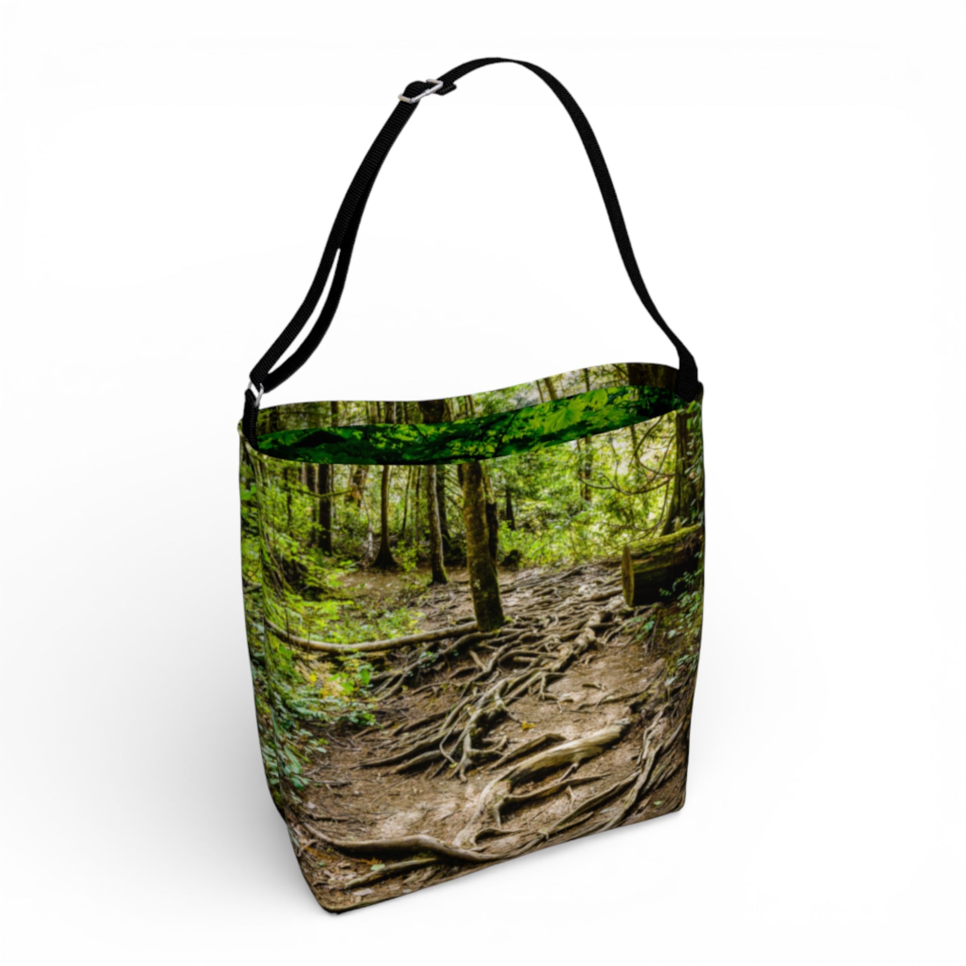 Tote bag with a forest design on a white background