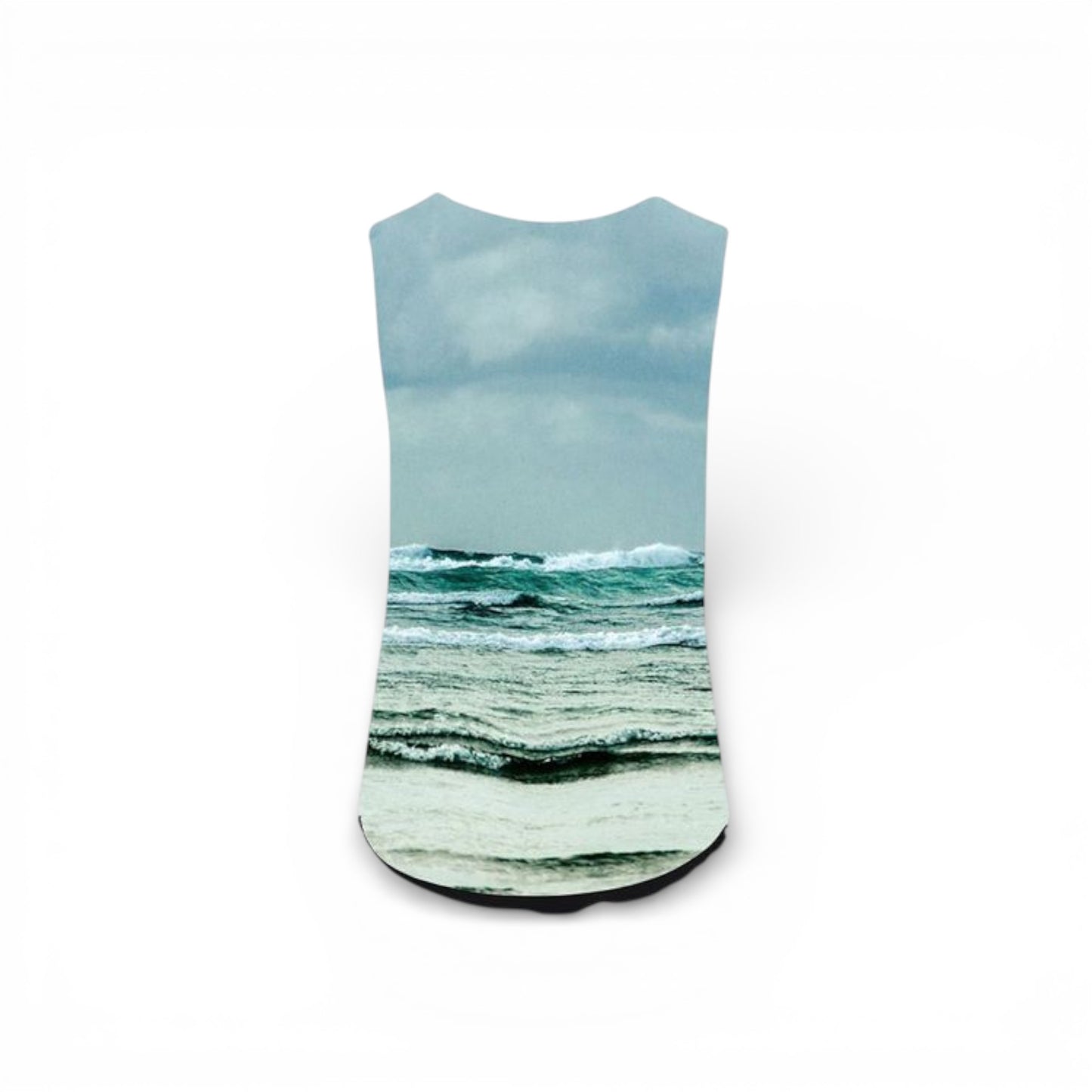 Sleeveless top with ocean design on a white background