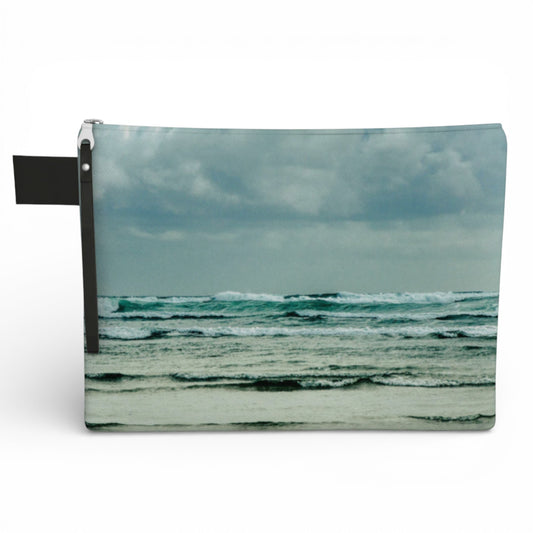 Pouch with an ocean and sky design on a white background