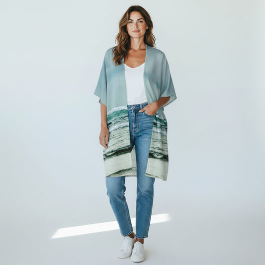 Ocean Calling Long Beach Tofino Short Sleeve Kimono Wrap