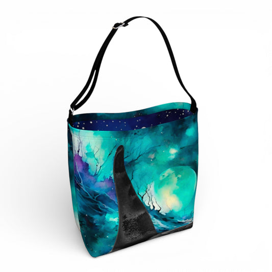 Orca Dorsal Fin under a full moon.