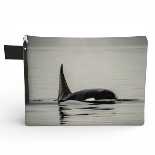 Front of the adventure tote featuring a image of a orca photography by Roxy Hurtubise.