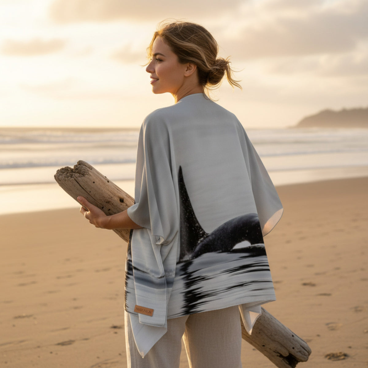 Orca Spray Draped Kimono