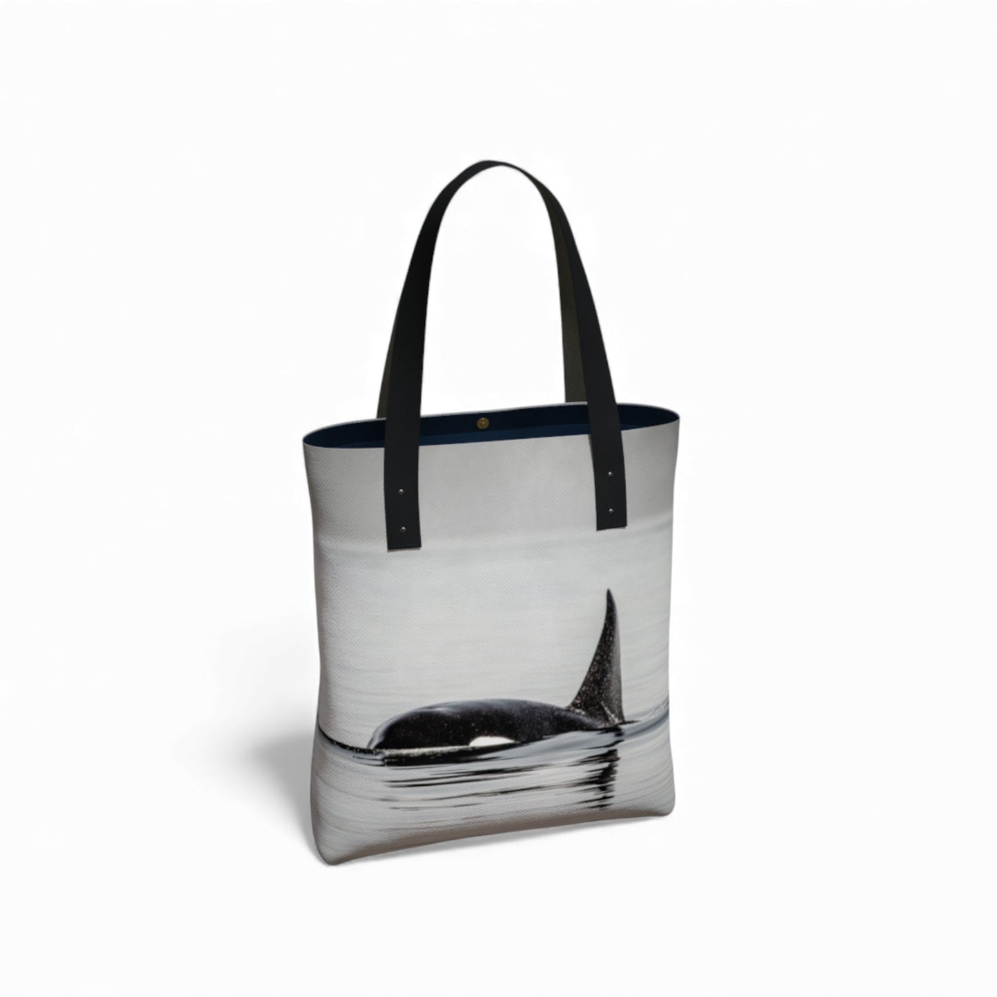 Tote bag with whale design on a white background