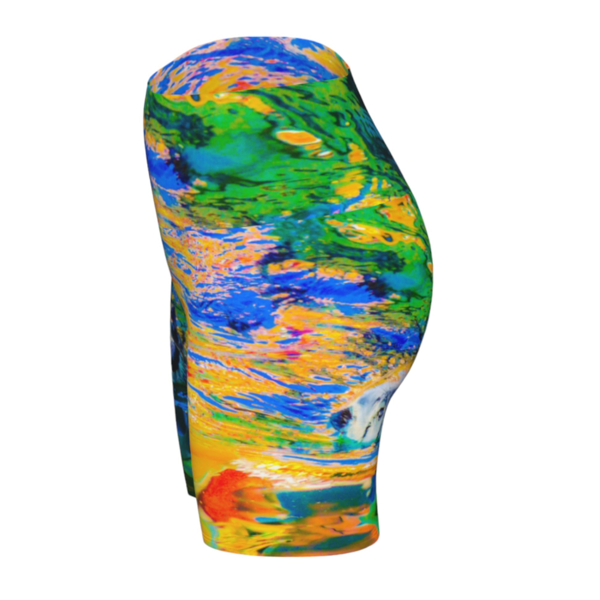 All over print Otter Art yoga shorts. Image is that of a sea otter.