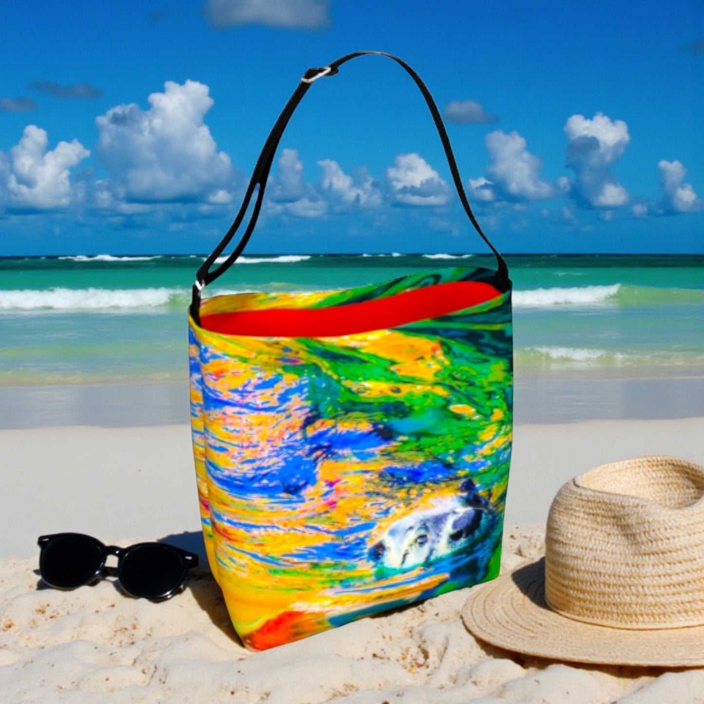 Otter Art Neoprene Day Tote: Playful Coastal Wildlife Print Bag